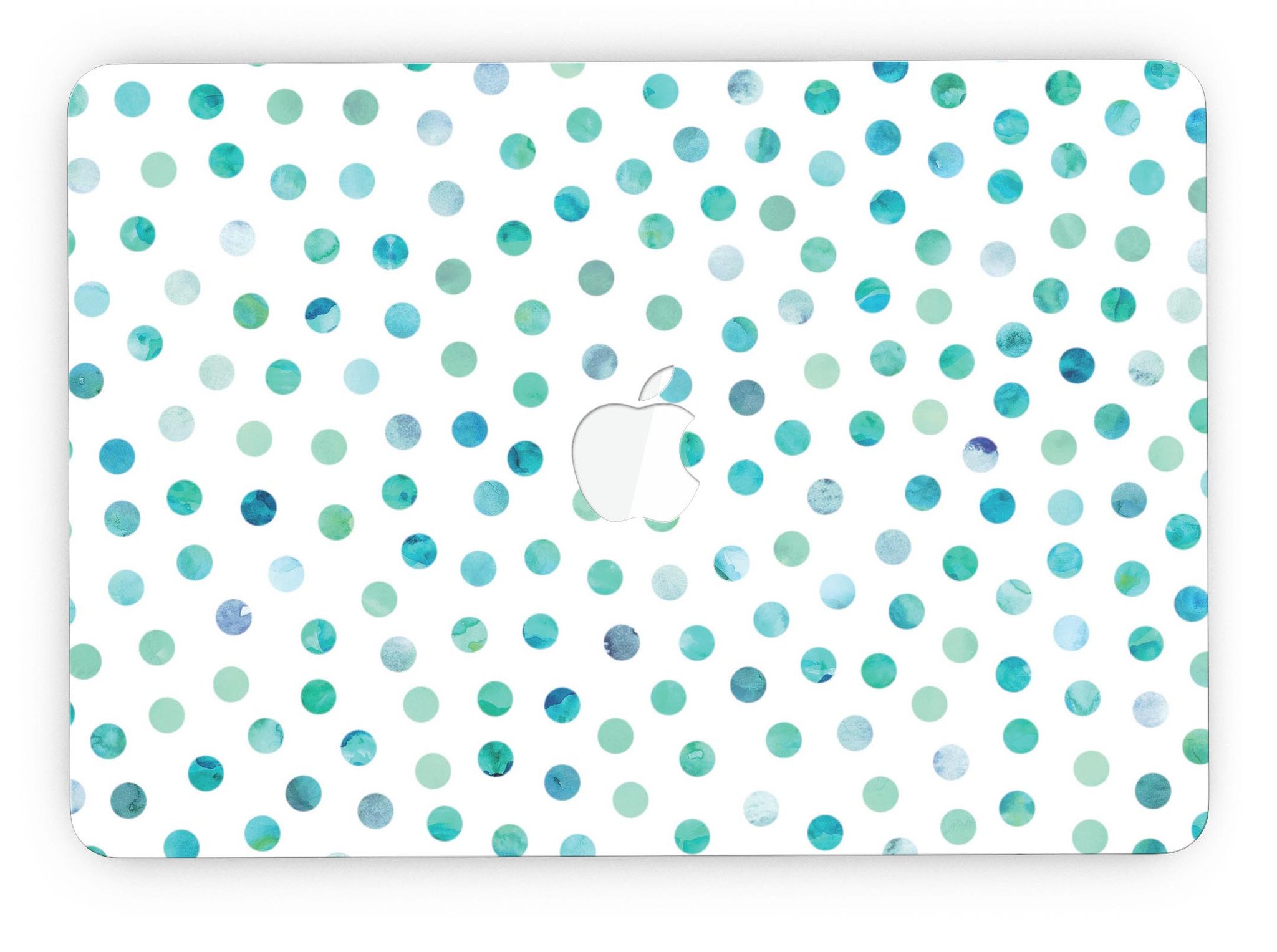 Aqua Watercolor Dots skin for MacBook Pro with Retina Display, showcasing vibrant colors and a stylish design.