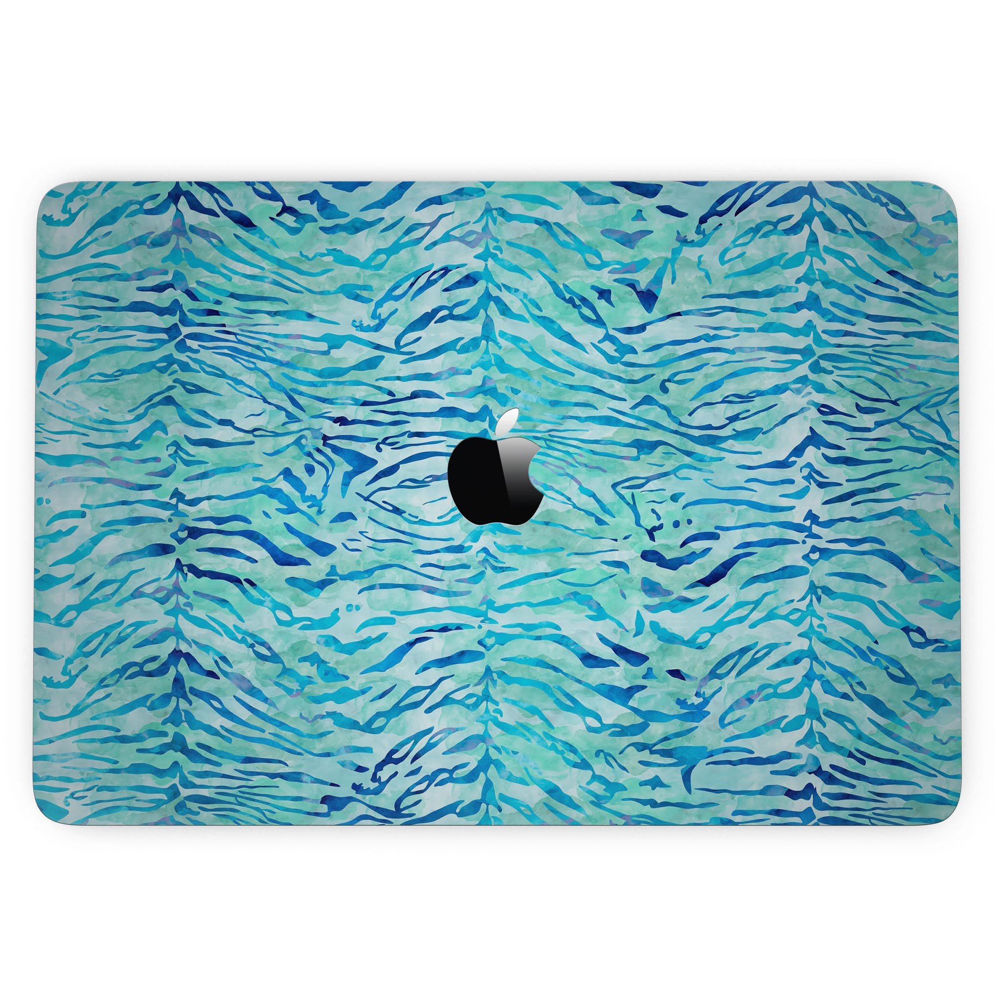 Aqua Watercolor Tiger Pattern skin for 13" MacBook Pro without Touch Bar, showcasing vibrant colors and artistic design.