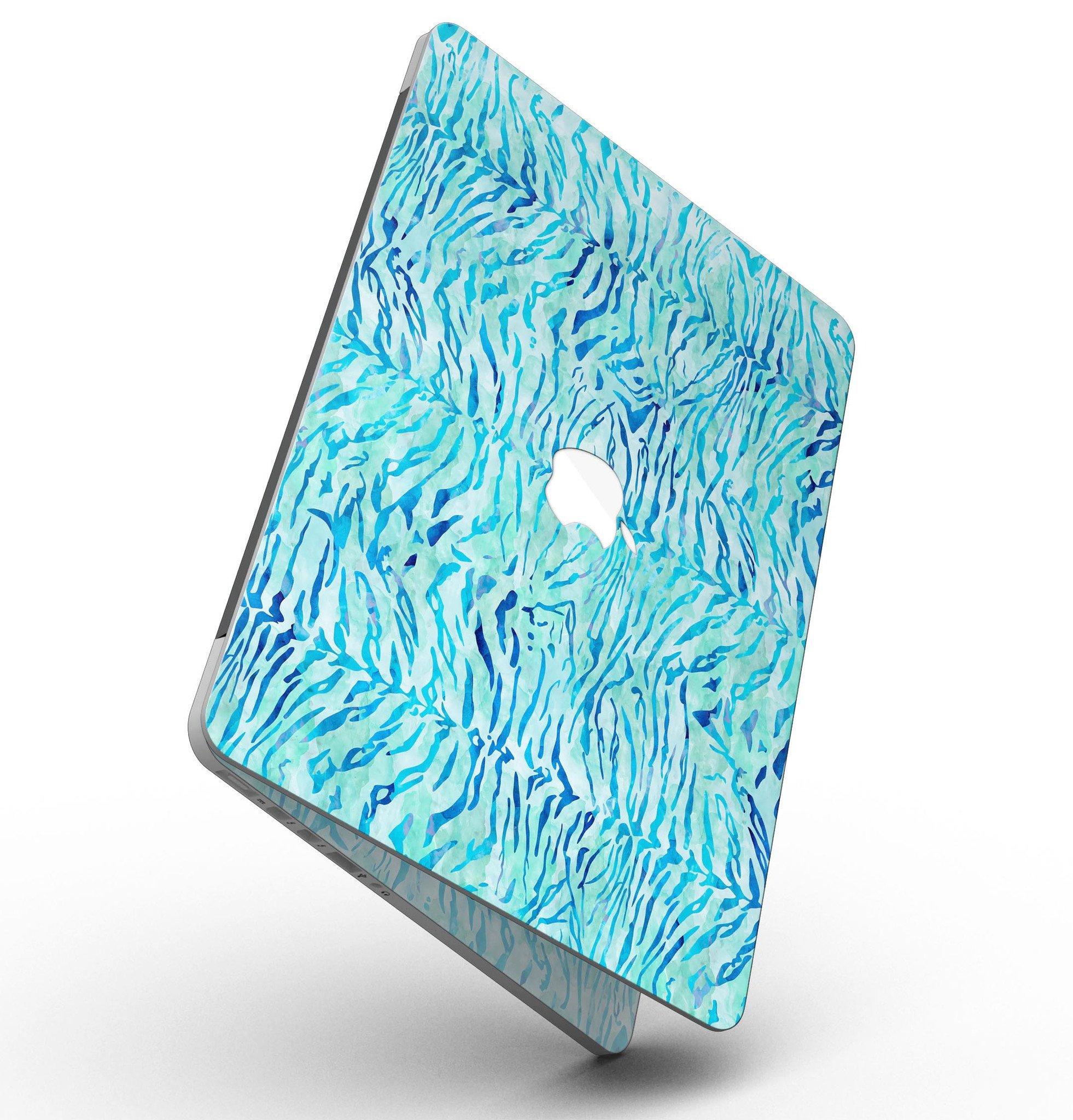 Aqua Watercolor Tiger Pattern skin for MacBook Pro with Retina Display, showcasing vibrant colors and intricate design.