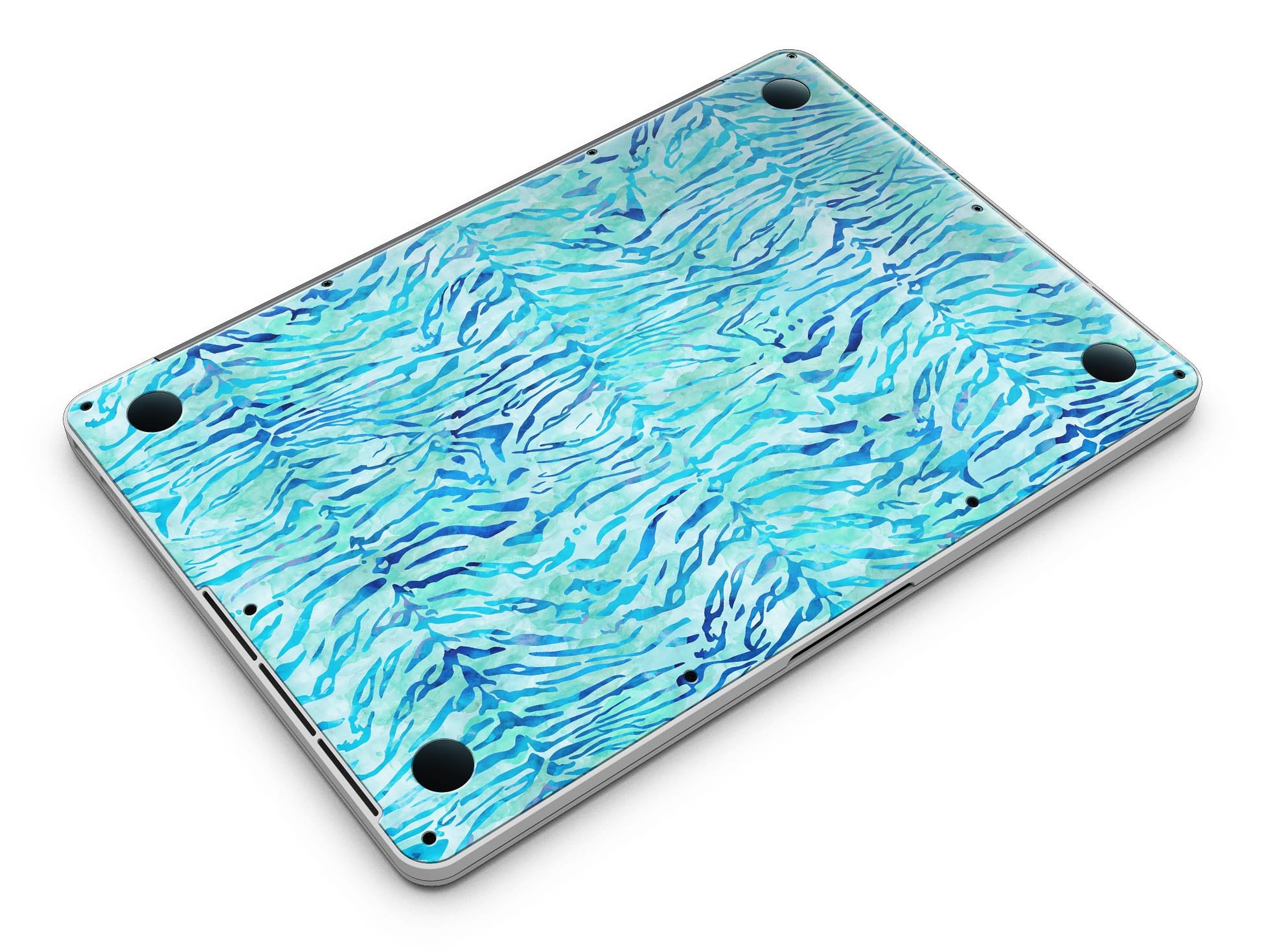 Aqua Watercolor Tiger Pattern skin for MacBook Pro with Retina Display, showcasing vibrant colors and intricate design.