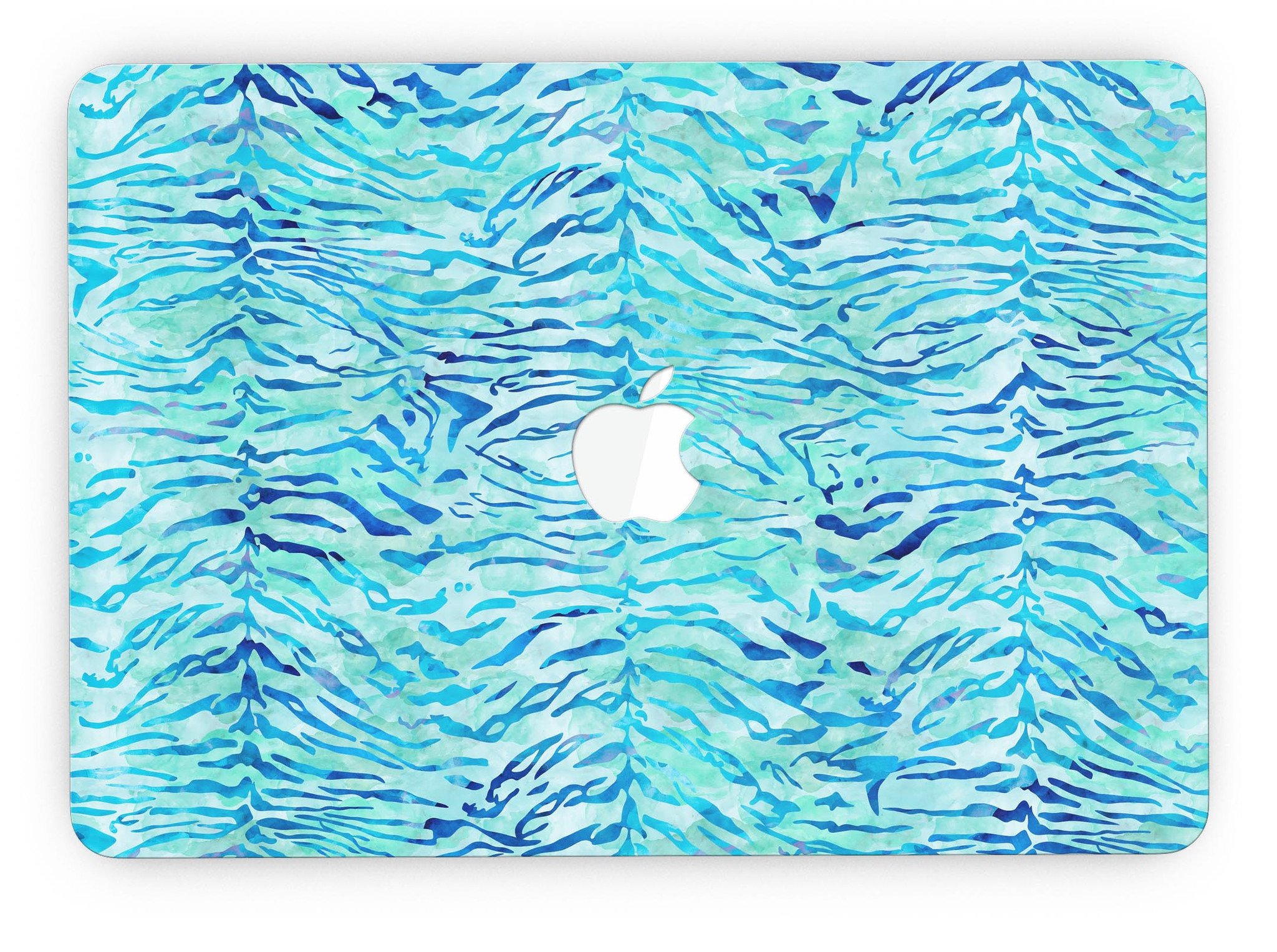 Aqua Watercolor Tiger Pattern skin for MacBook Pro with Retina Display, showcasing vibrant colors and intricate design.