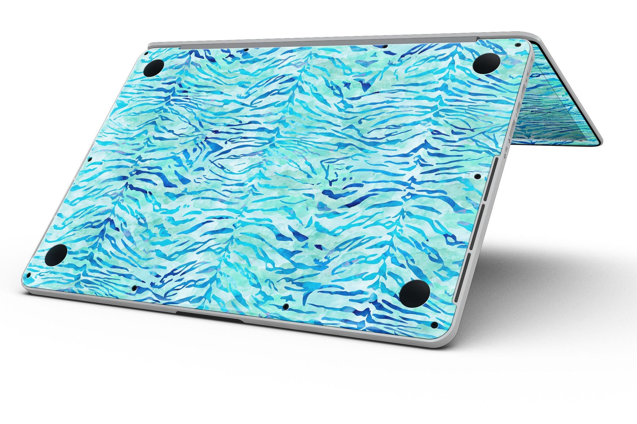 Aqua Watercolor Tiger Pattern skin for MacBook Pro with Retina Display, showcasing vibrant colors and intricate design.