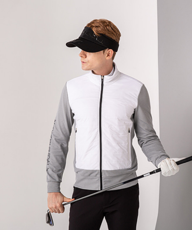 Ardor Padding Jersey Open Jacket displayed on a mannequin, showcasing its lightweight design and stylish look, perfect for golf and casual outings.