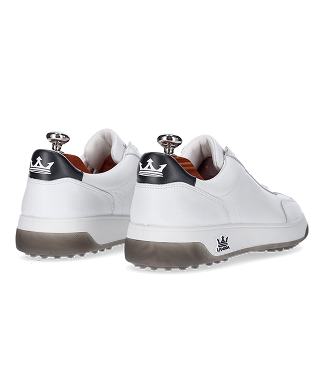 Arezzo White men's golf shoe, handcrafted in Portugal with premium waterproof leather and cork footbed.