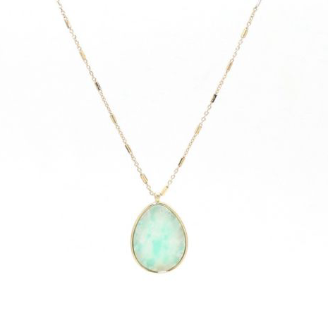 Arielle Stone Pendant Necklace featuring a 29-inch drop, showcasing a beautiful stone pendant in three available colors.