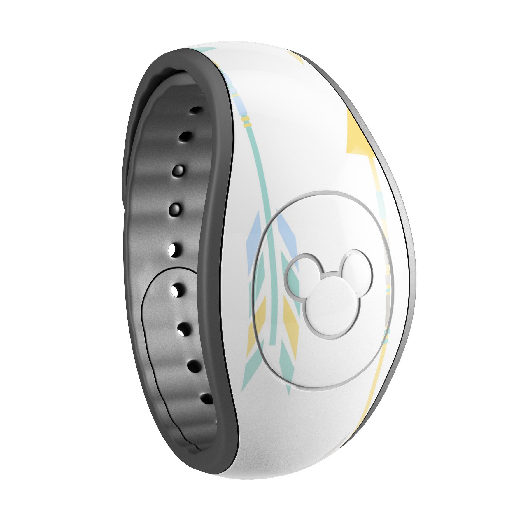 Colorful decal skin wrap kit for Disney Magic Band featuring ascending arrows design, showcasing vibrant colors and high-quality finish.