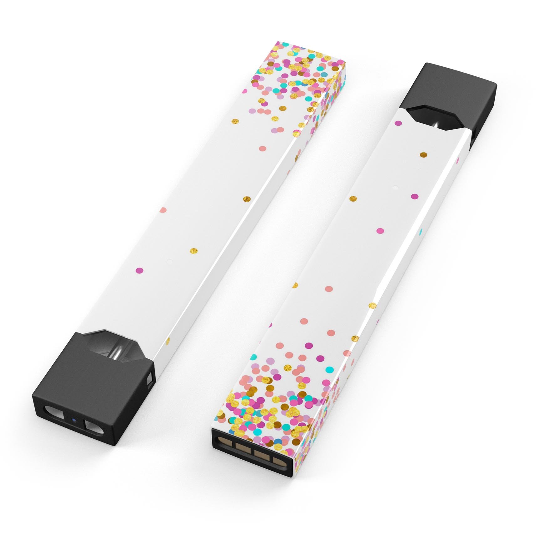 Ascending Multicolor Micro Dots skin-wrap for JUUL device, showcasing vibrant colors and precise cut for a perfect fit.