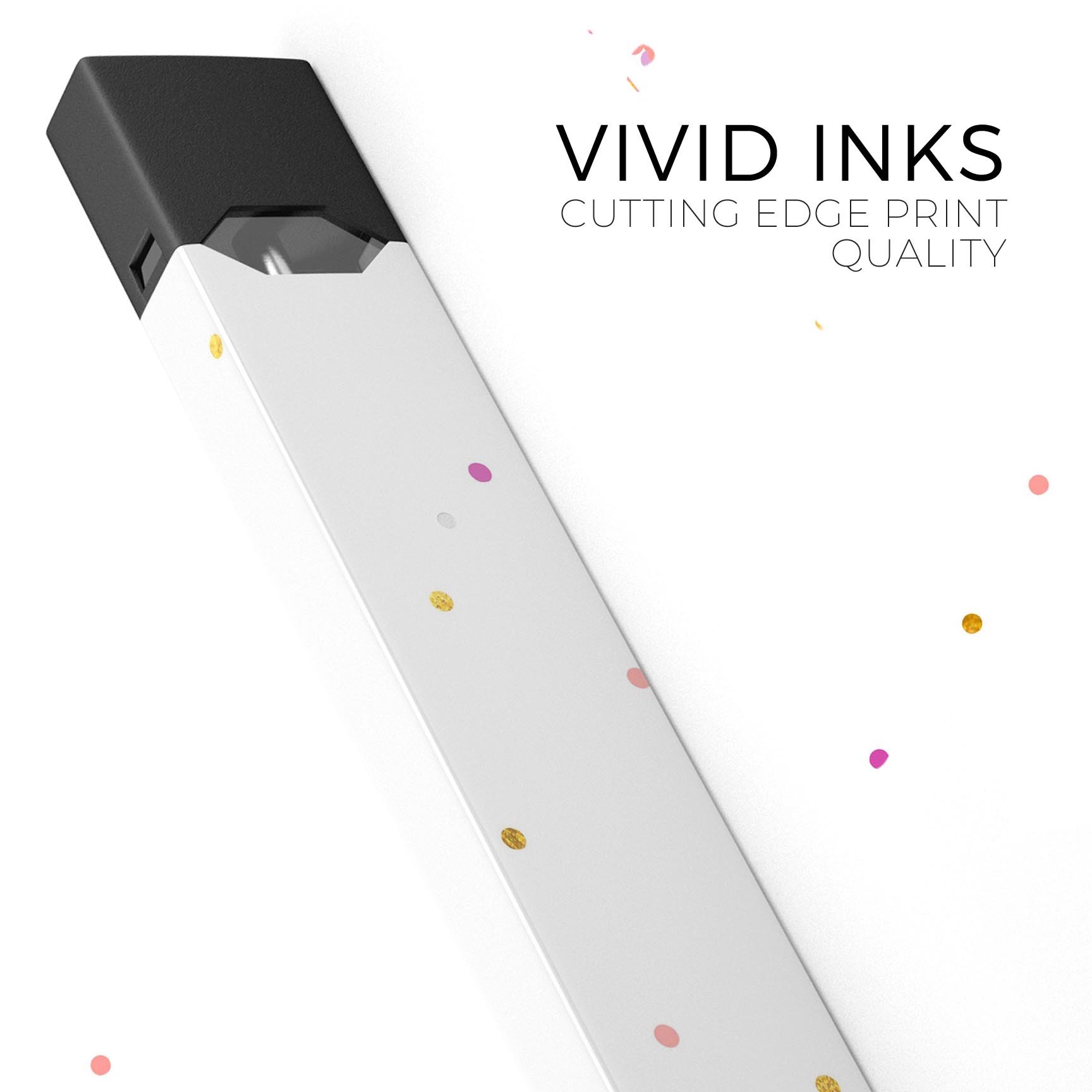 Ascending Multicolor Micro Dots skin-wrap for JUUL device, showcasing vibrant colors and precise cut for a perfect fit.