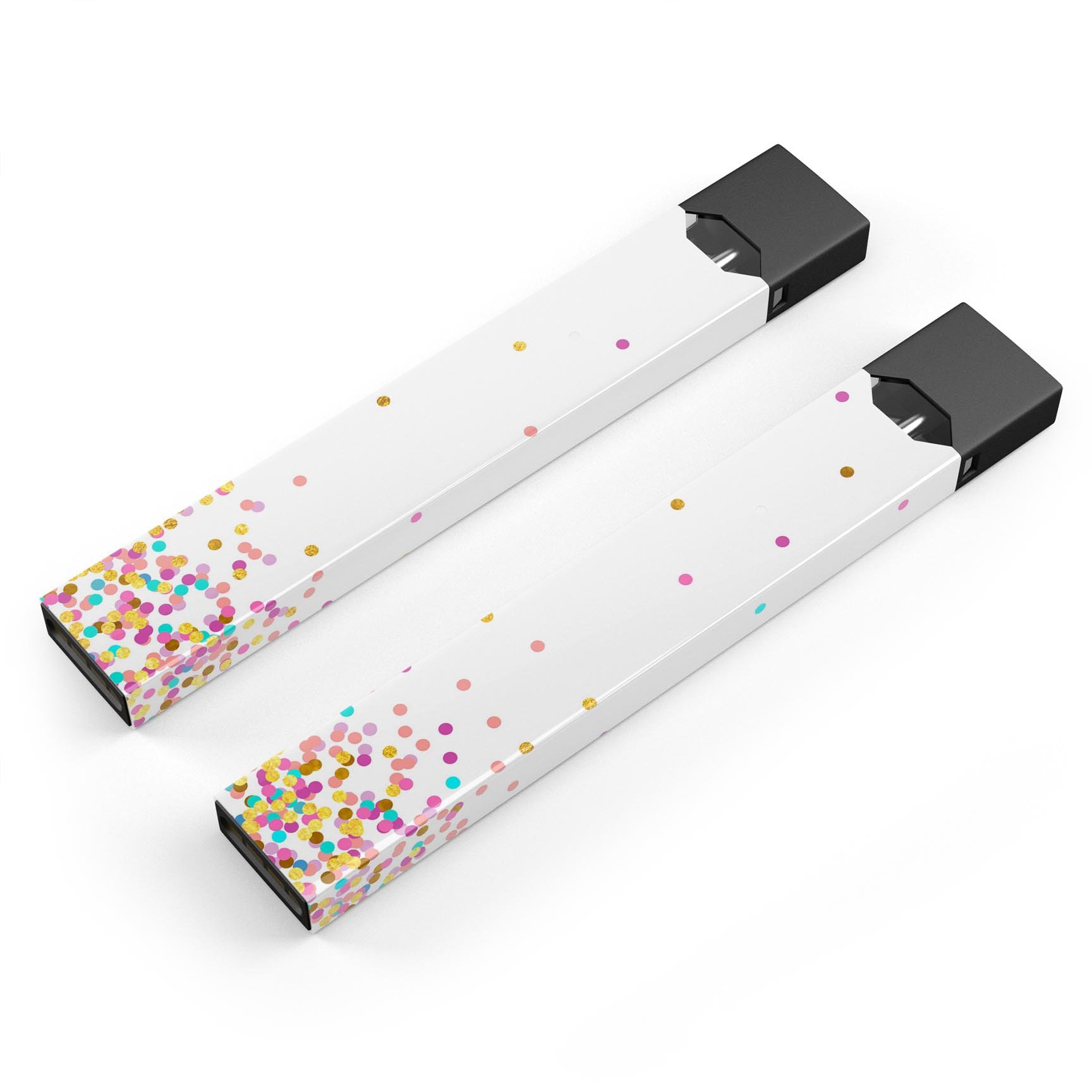 Ascending Multicolor Micro Dots skin-wrap for JUUL device, showcasing vibrant colors and precise cut for a perfect fit.