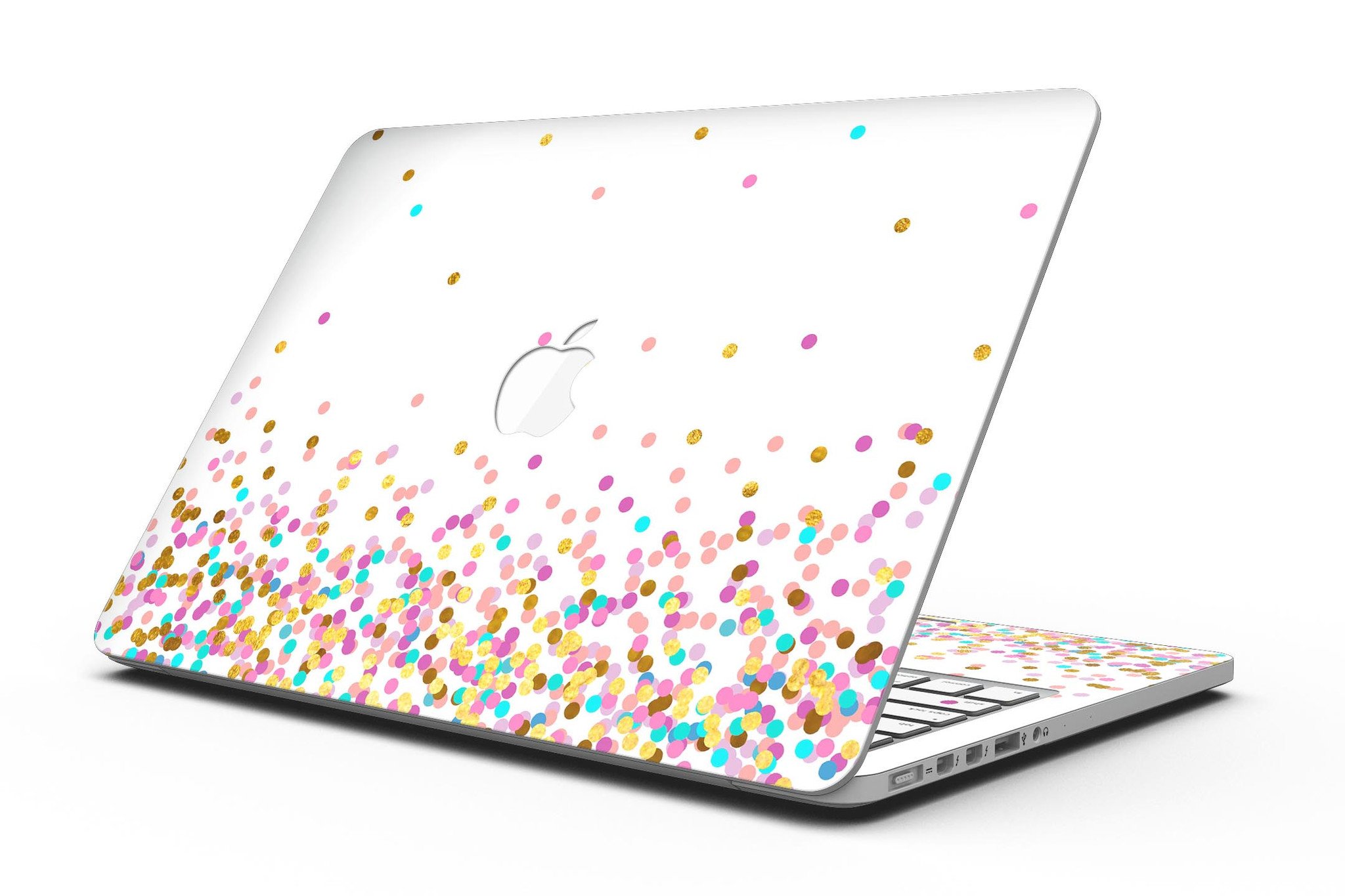 Colorful Ascending Multicolor Polka Dots skin for MacBook Pro with Retina Display, showcasing vibrant patterns and sleek design.