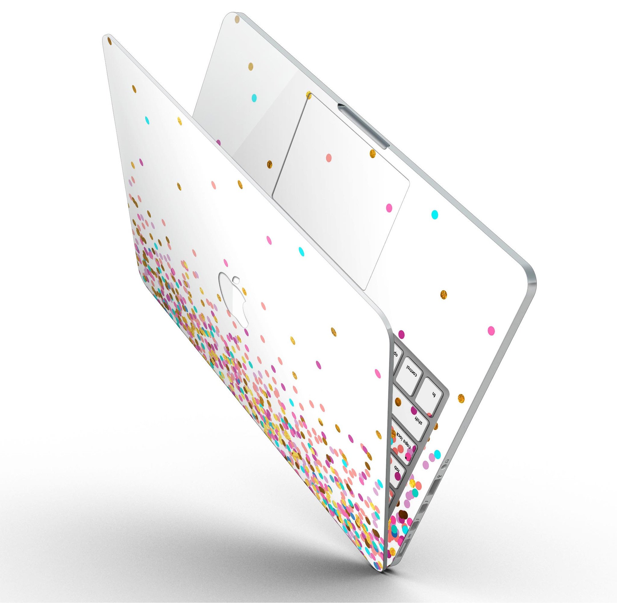 Colorful Ascending Multicolor Polka Dots skin for MacBook Pro with Retina Display, showcasing vibrant patterns and sleek design.