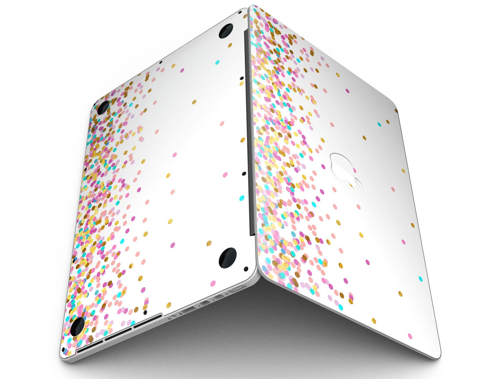 Colorful Ascending Multicolor Polka Dots skin for MacBook Pro with Retina Display, showcasing vibrant patterns and sleek design.