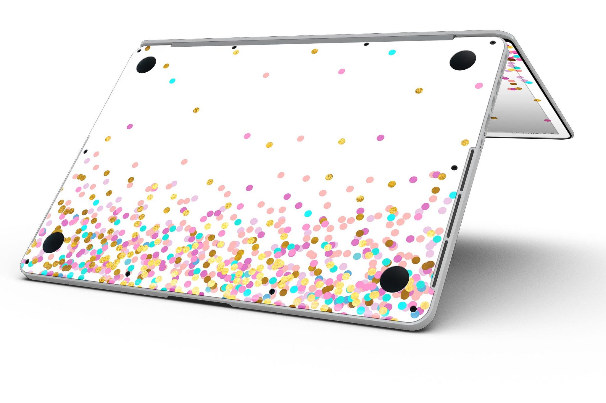 Colorful Ascending Multicolor Polka Dots skin for MacBook Pro with Retina Display, showcasing vibrant patterns and sleek design.