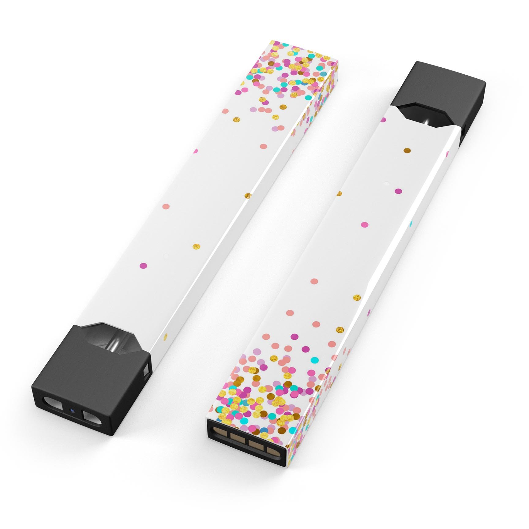 Colorful Ascending Multicolor Polka Dots skin-wrap for JUUL device, showcasing vibrant design and protective features.