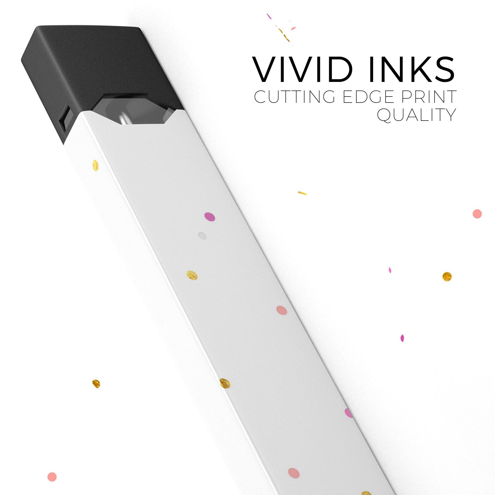 Colorful Ascending Multicolor Polka Dots skin-wrap for JUUL device, showcasing vibrant design and protective features.