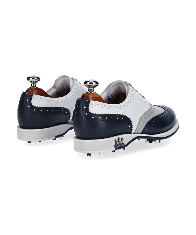 Asti Blue/Grey/White Ladies Golf Shoe showcasing premium waterproof leather and soft spikes outsole.