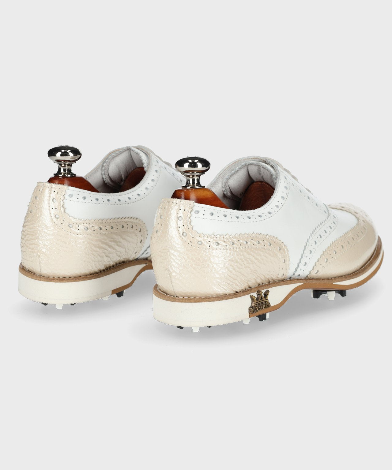 Asti Golden Ladies golf shoe showcasing premium waterproof leather and cork footbed, designed for comfort and performance.