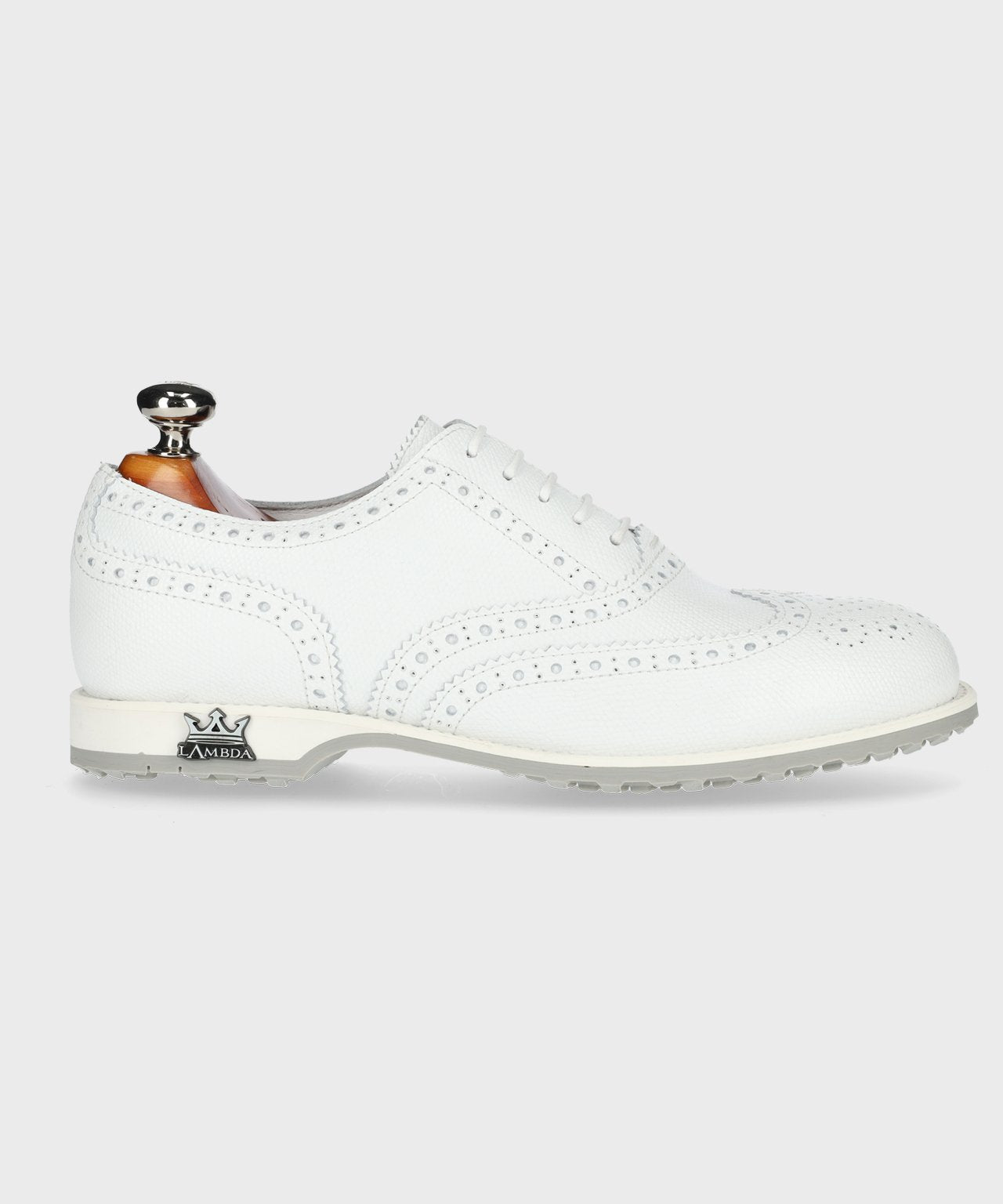 Asti White Ladies golf shoe showcasing premium waterproof leather and spikeless outsole design.