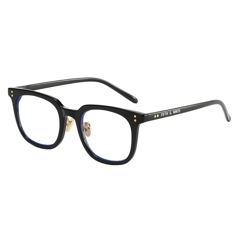 Austin Blue Light Glasses with a stylish square frame, accompanied by a transparent travel case.