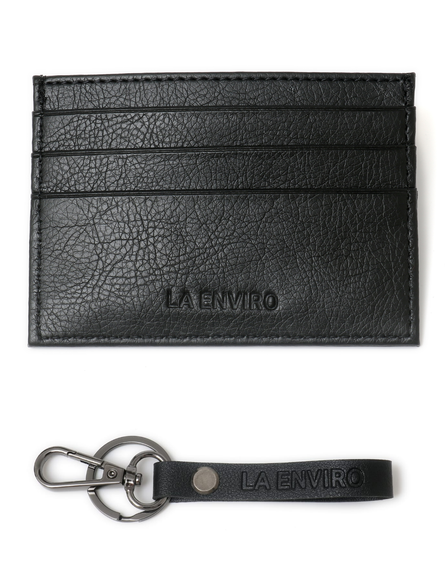 AVOCA Unisex Card Holder in Black, made from premium vegan leather, featuring multiple card pockets and a sleek design.