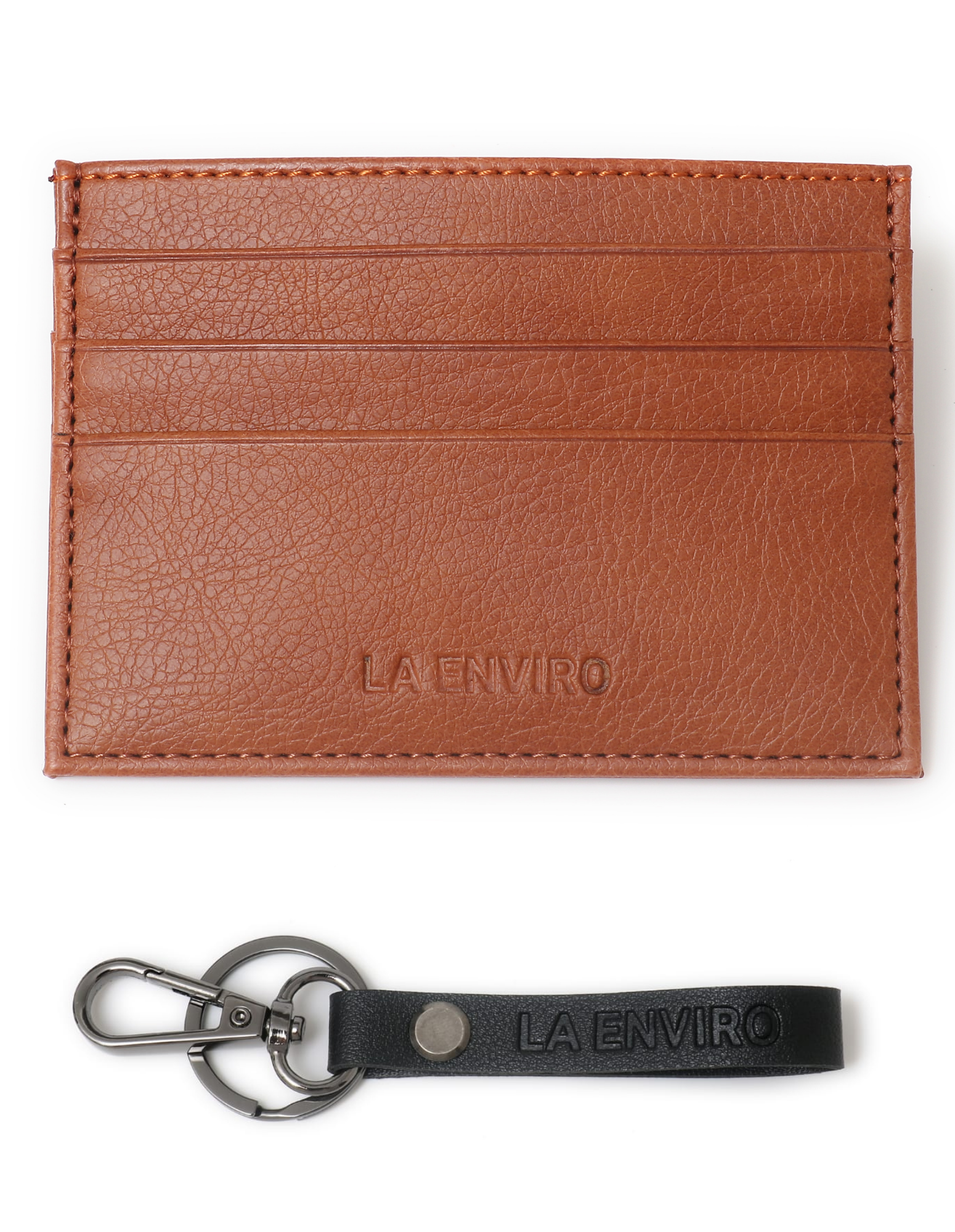 AVOCA Unisex Card Holder in Brown, made from premium vegan leather, featuring multiple card pockets and a sleek design.