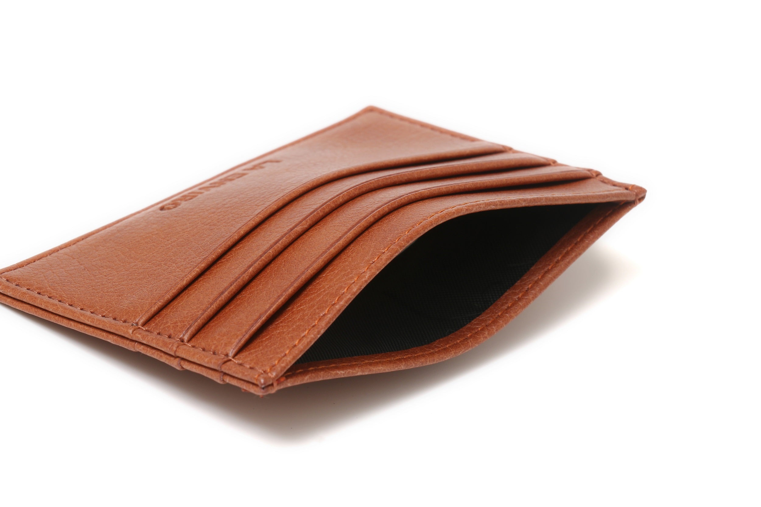 AVOCA Unisex Card Holder in Brown, made from premium vegan leather, featuring multiple card pockets and a sleek design.