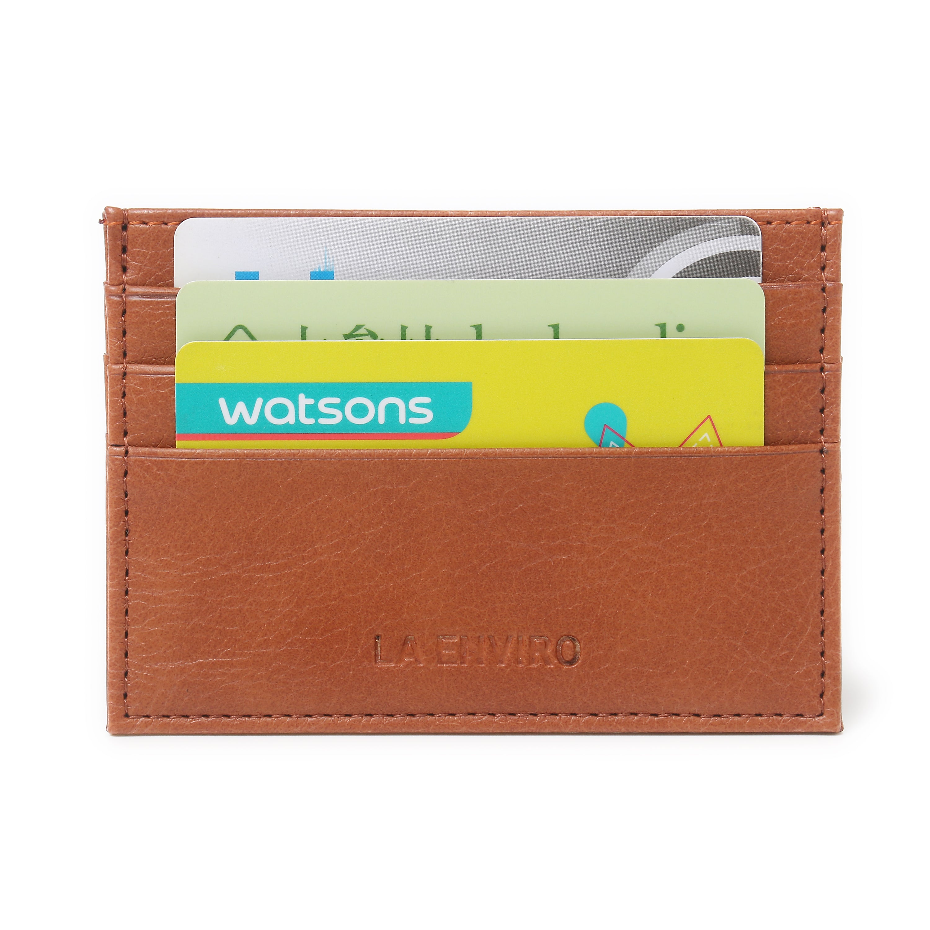 AVOCA Unisex Card Holder in Brown, made from premium vegan leather, featuring multiple card pockets and a sleek design.