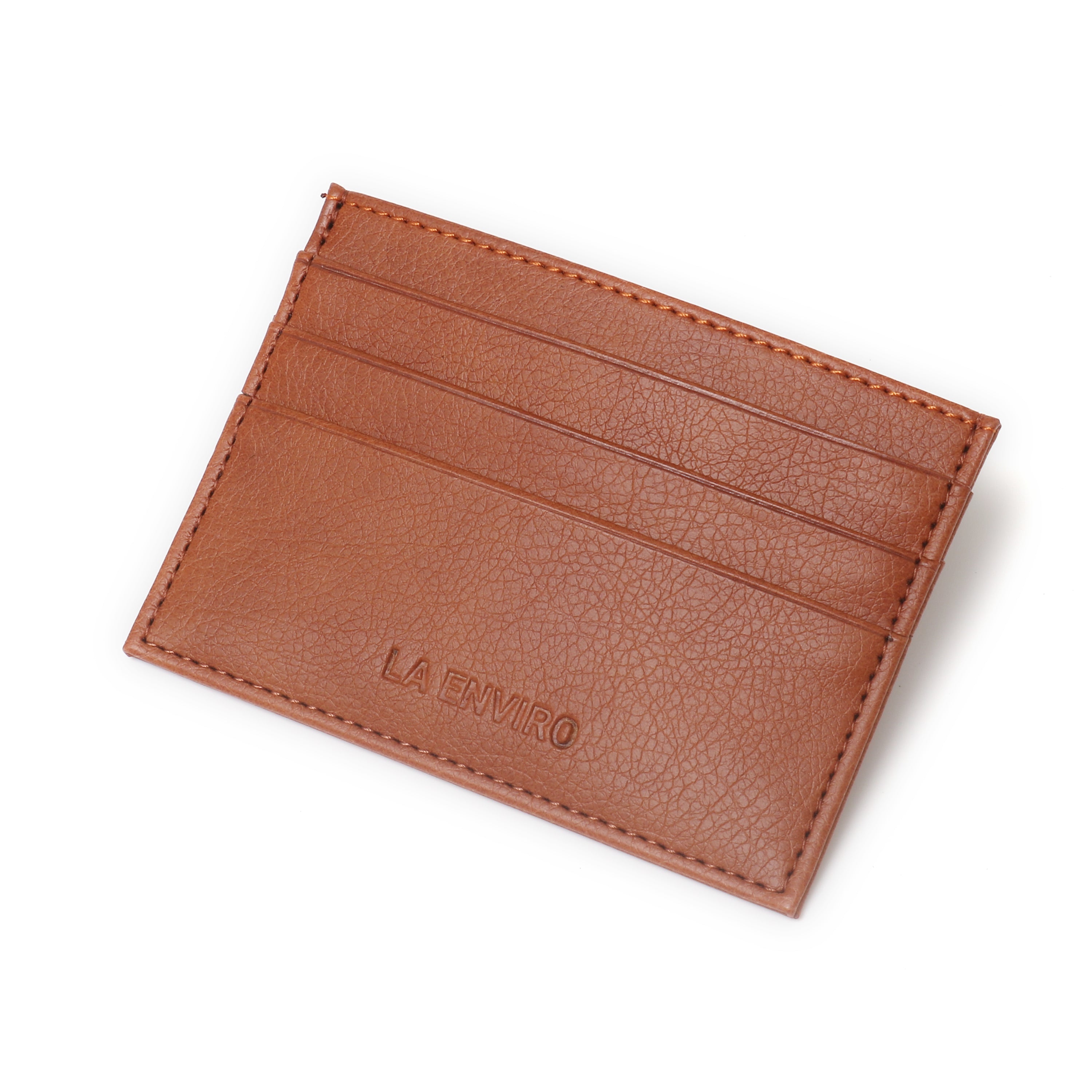 AVOCA Unisex Card Holder in Brown, made from premium vegan leather, featuring multiple card pockets and a sleek design.