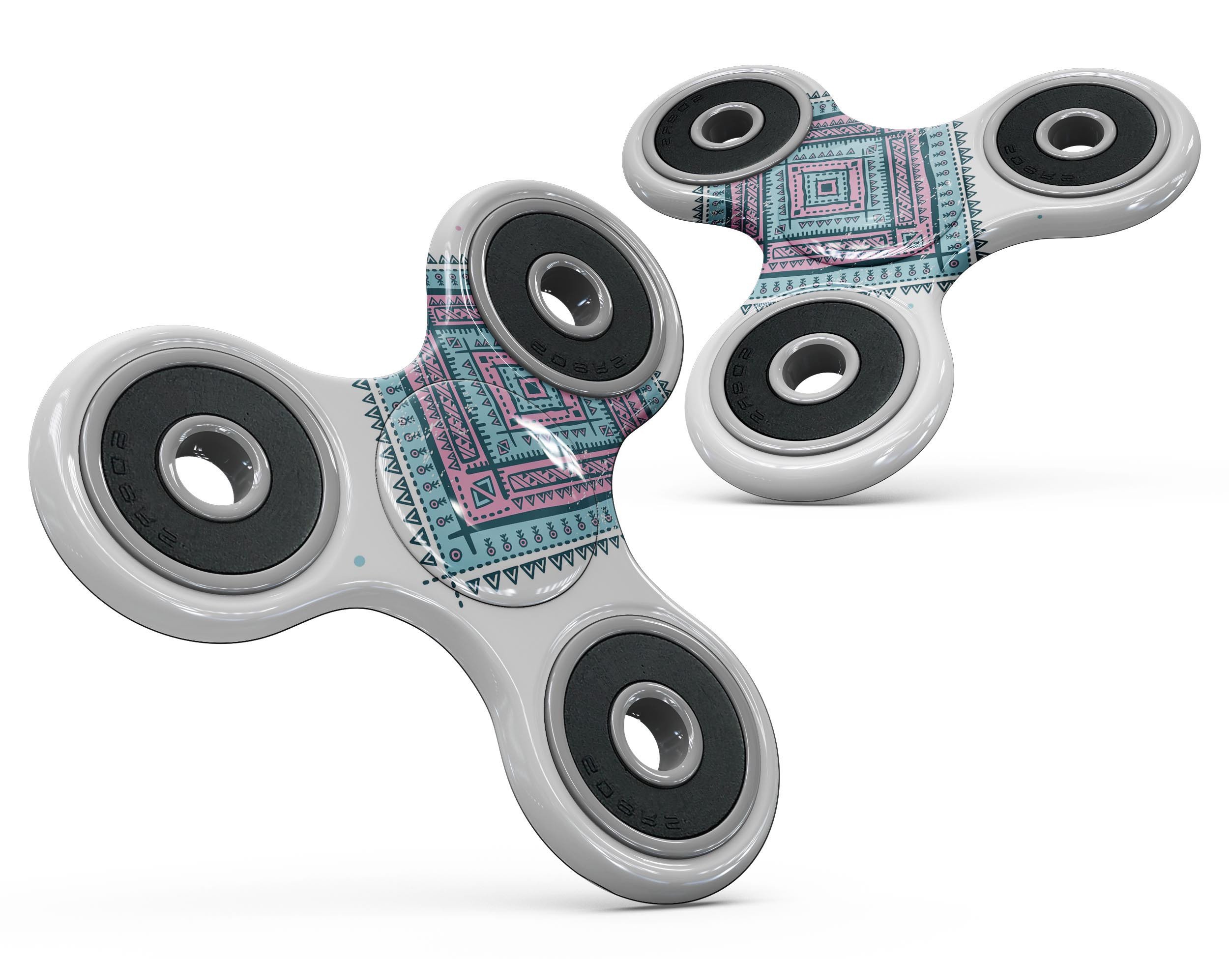 Aztec Diamond Full-Body Fidget Spinner Skin-Kit showcasing vibrant designs and textures, perfect for personalizing your fidget spinner.