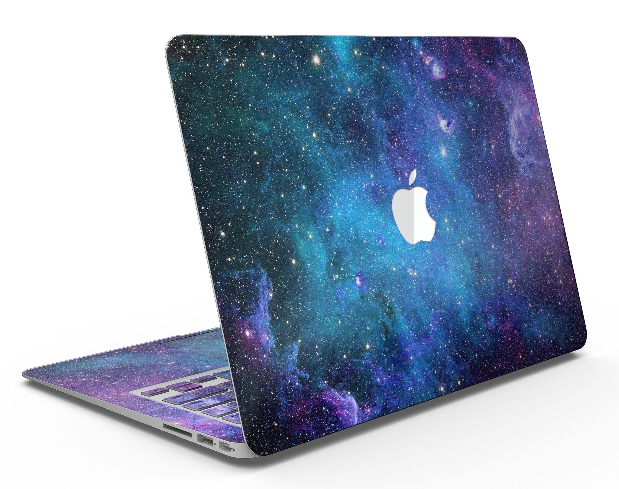 Azure Nebula MacBook Air Skin Kit showcasing vibrant colors and intricate patterns on a sleek device.