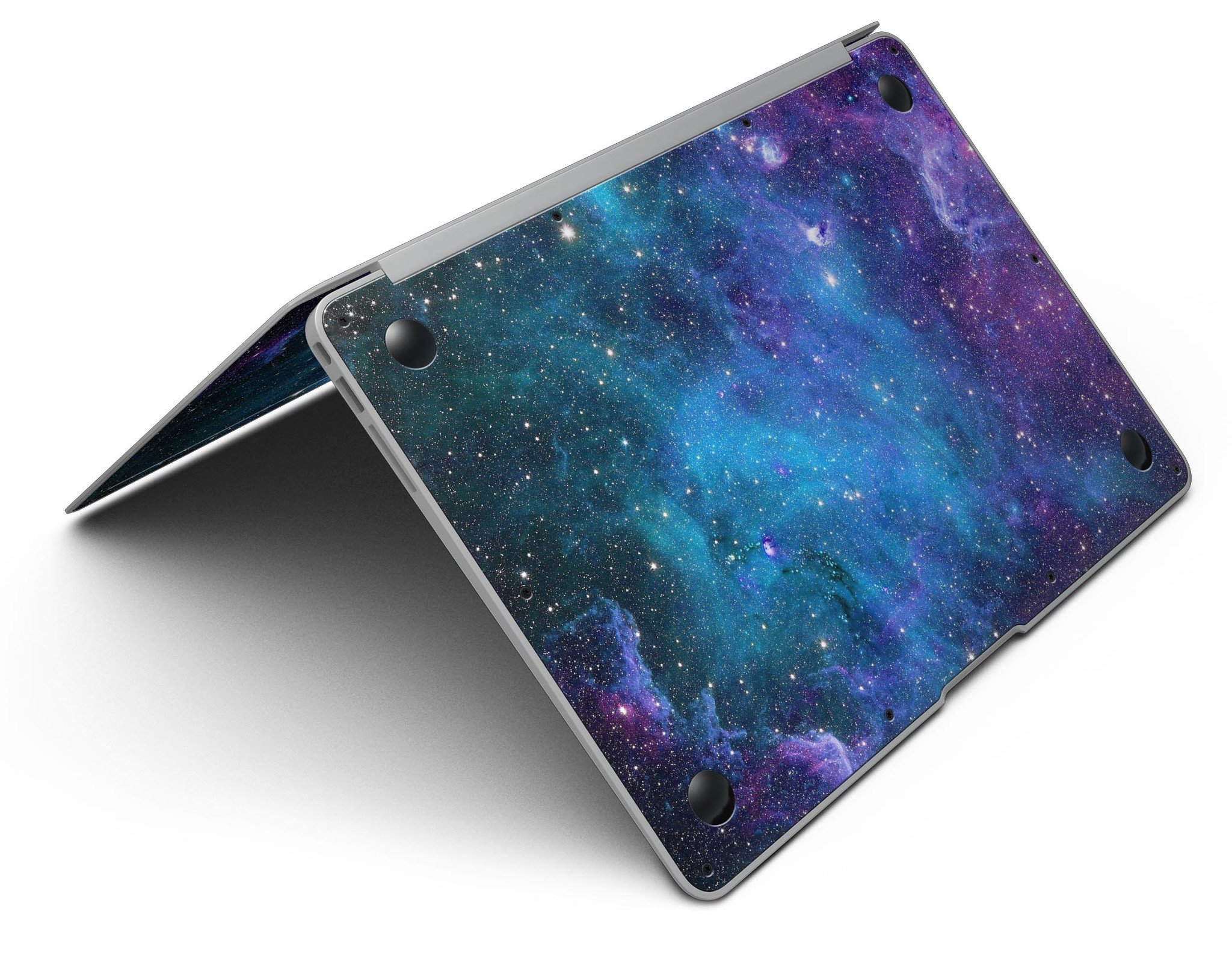 Azure Nebula MacBook Air Skin Kit showcasing vibrant colors and intricate patterns on a sleek device.