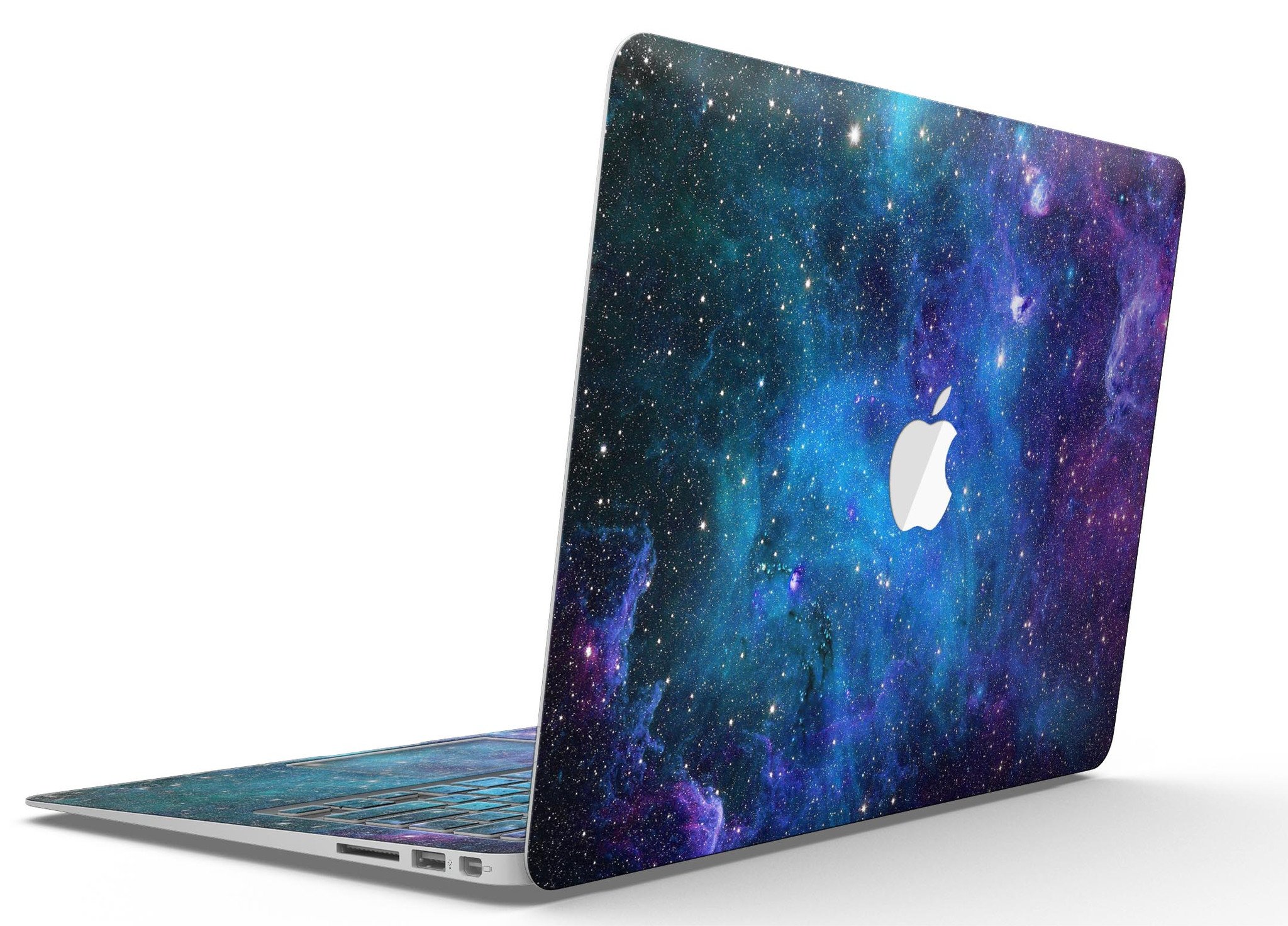 Azure Nebula MacBook Air Skin Kit showcasing vibrant colors and intricate patterns on a sleek device.