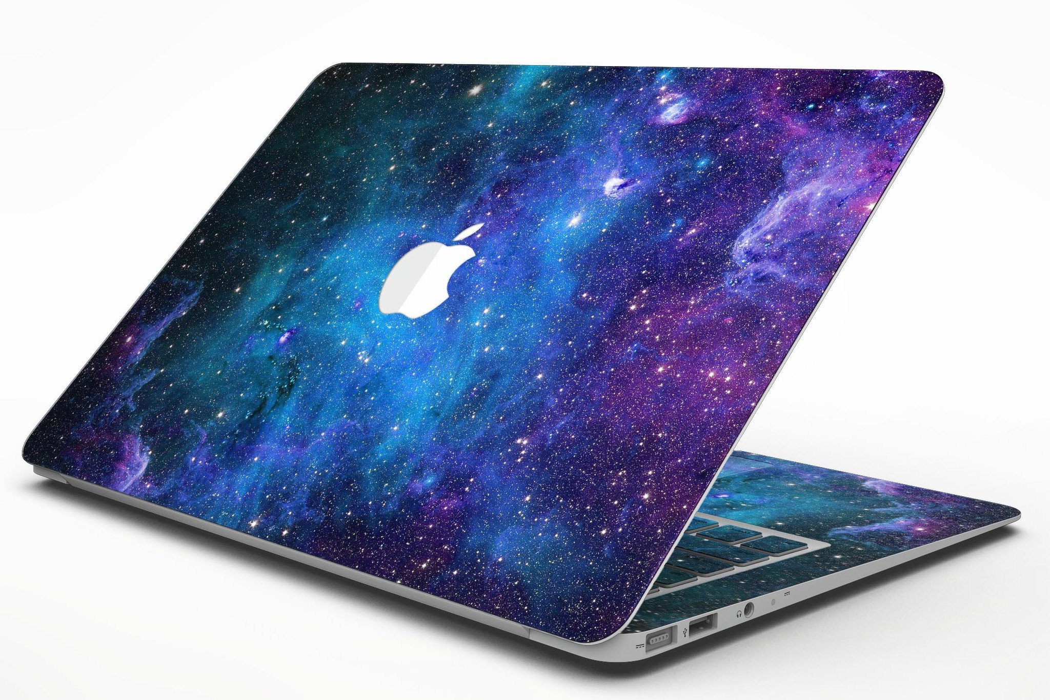 Azure Nebula MacBook Air Skin Kit showcasing vibrant colors and intricate patterns on a sleek device.