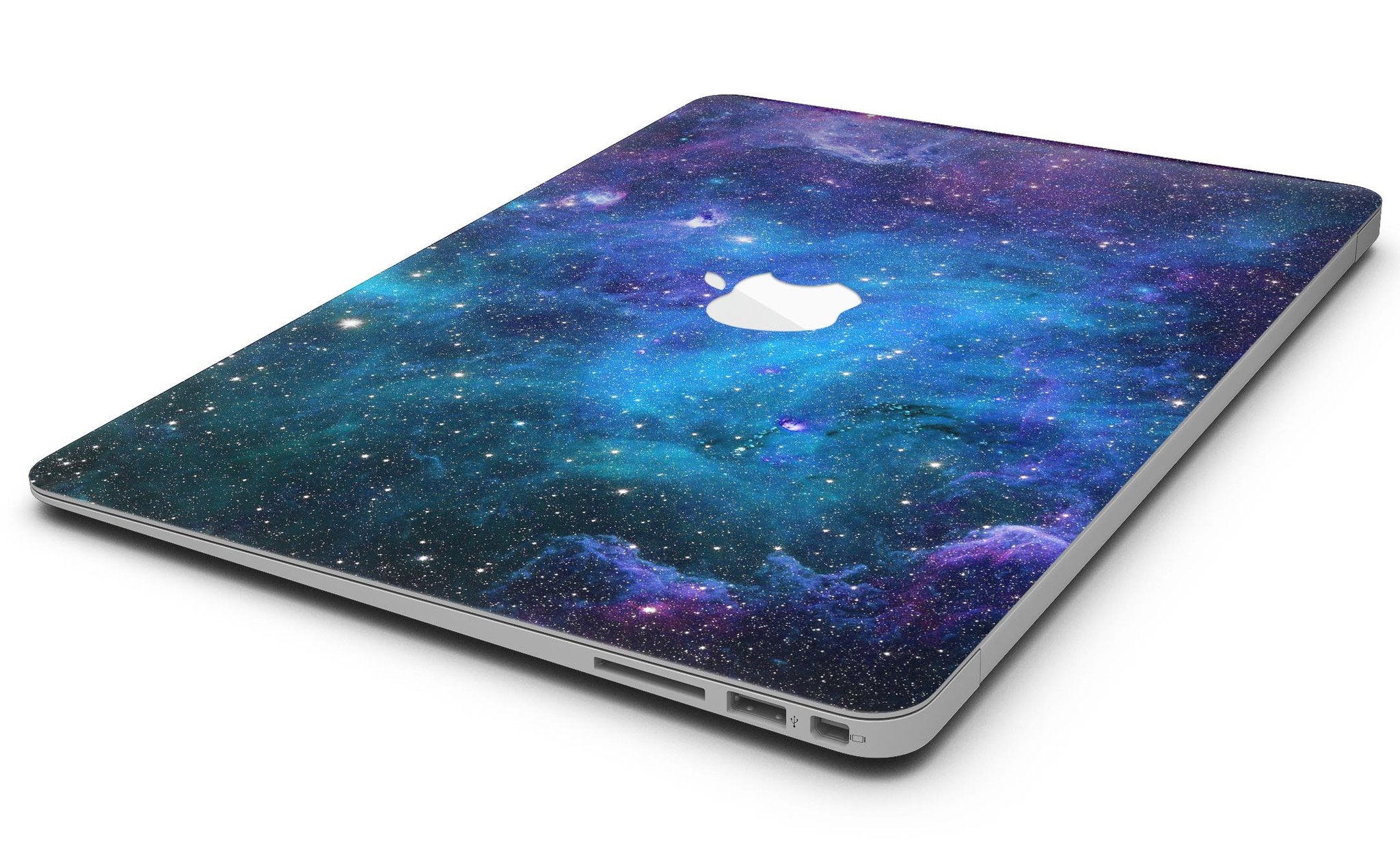 Azure Nebula MacBook Air Skin Kit showcasing vibrant colors and intricate patterns on a sleek device.