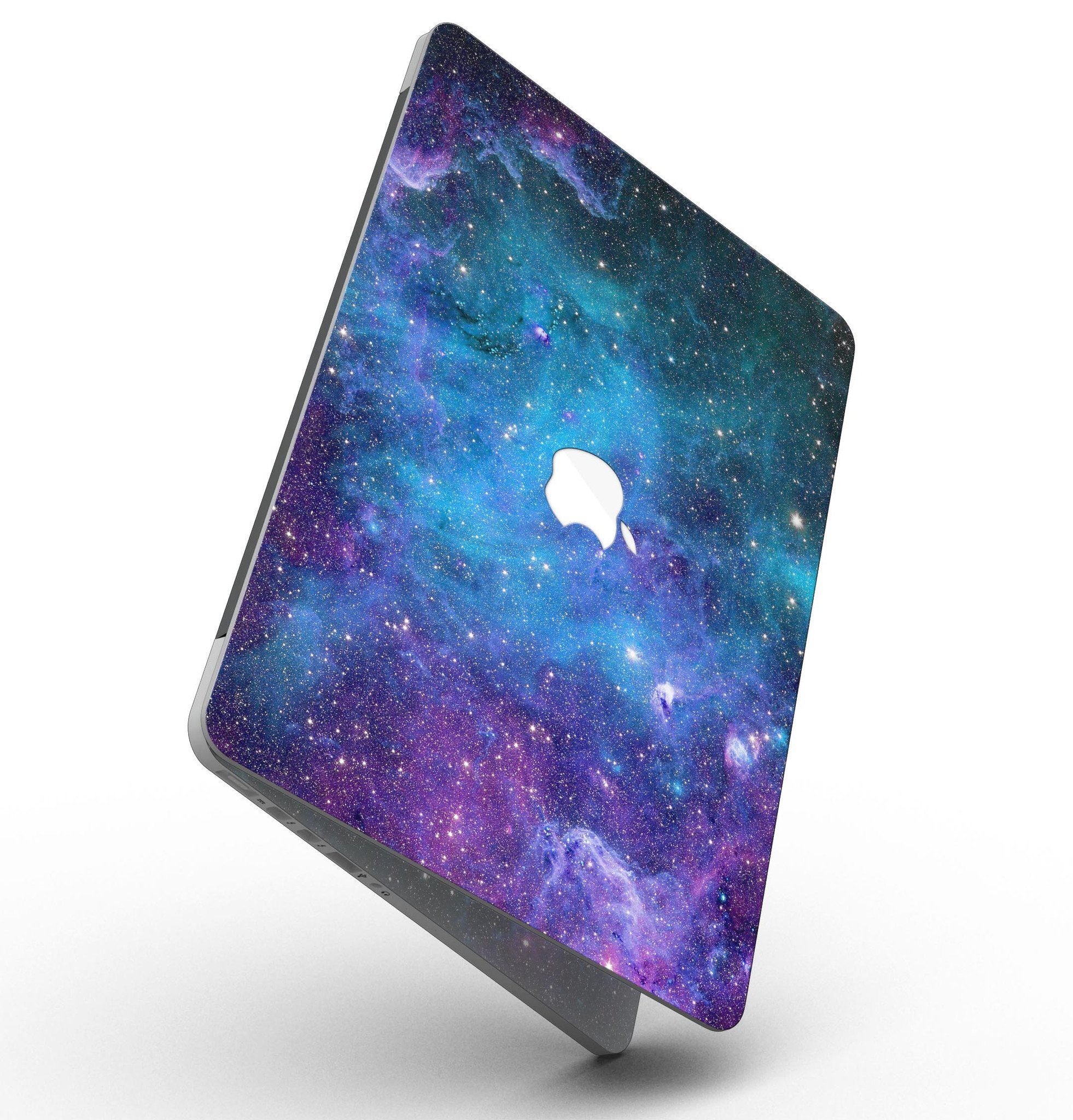 Azure Nebula skin kit for MacBook Pro with Retina Display, showcasing vibrant colors and premium vinyl material.