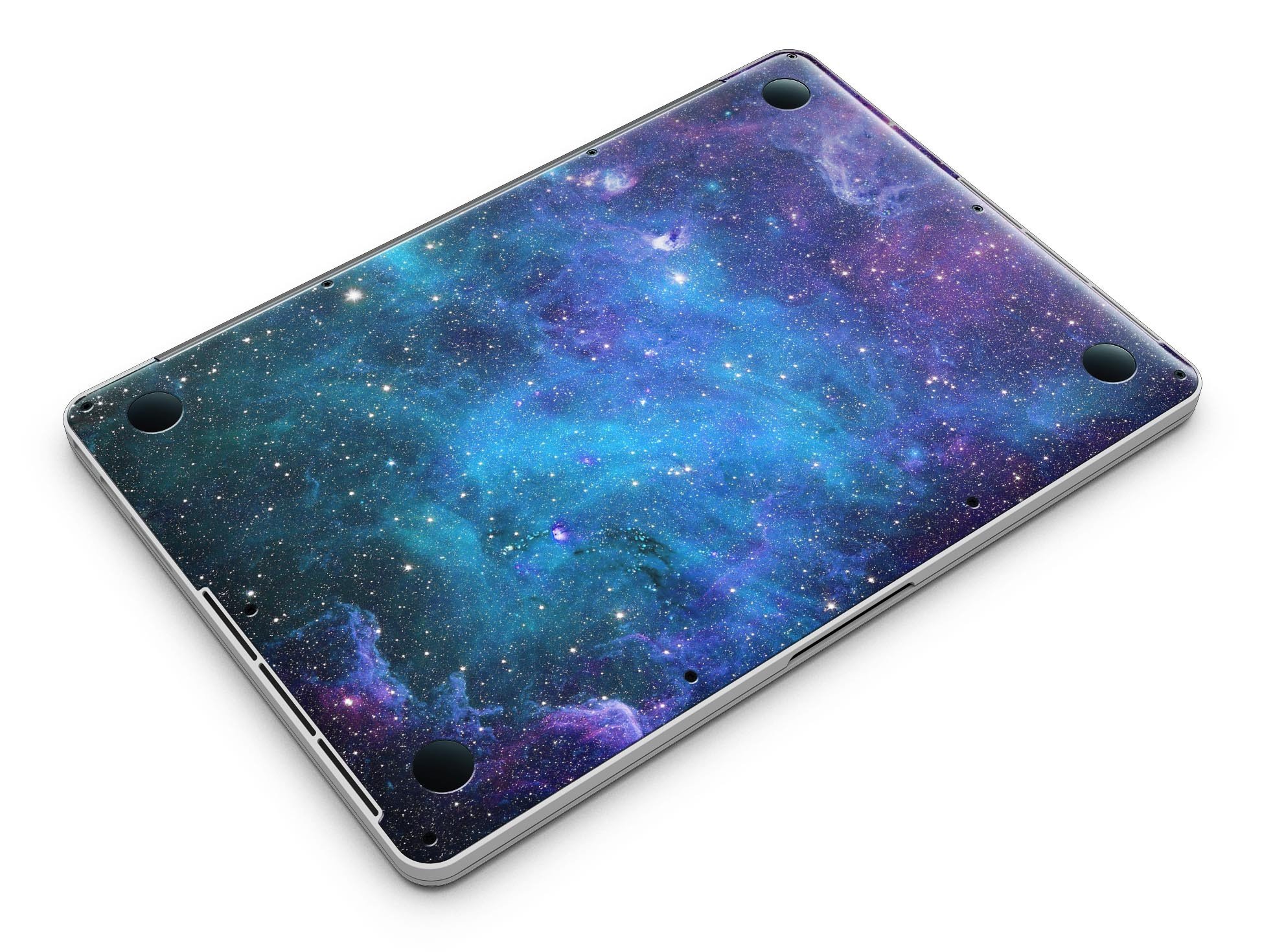 Azure Nebula skin kit for MacBook Pro with Retina Display, showcasing vibrant colors and premium vinyl material.