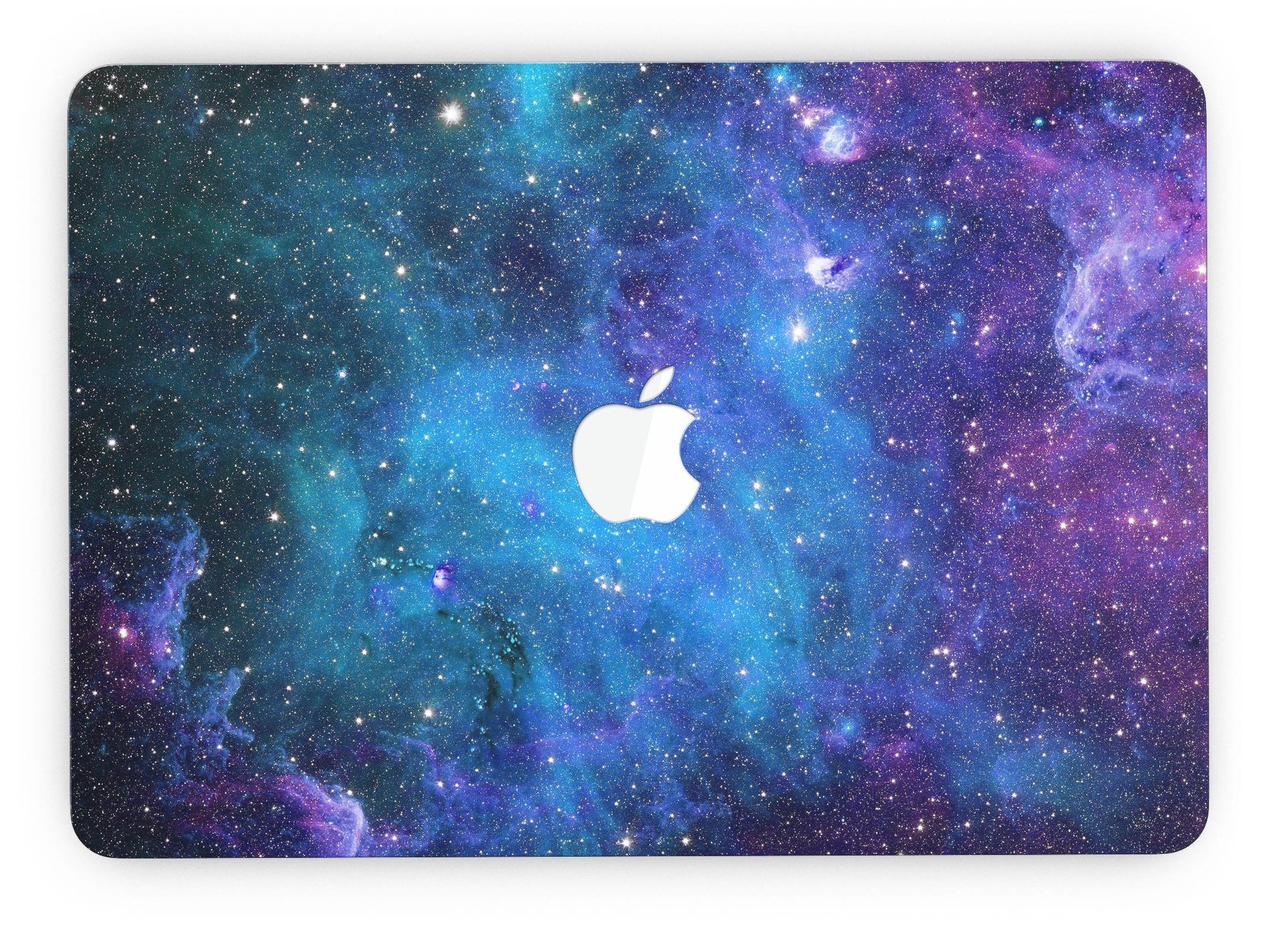 Azure Nebula skin kit for MacBook Pro with Retina Display, showcasing vibrant colors and premium vinyl material.