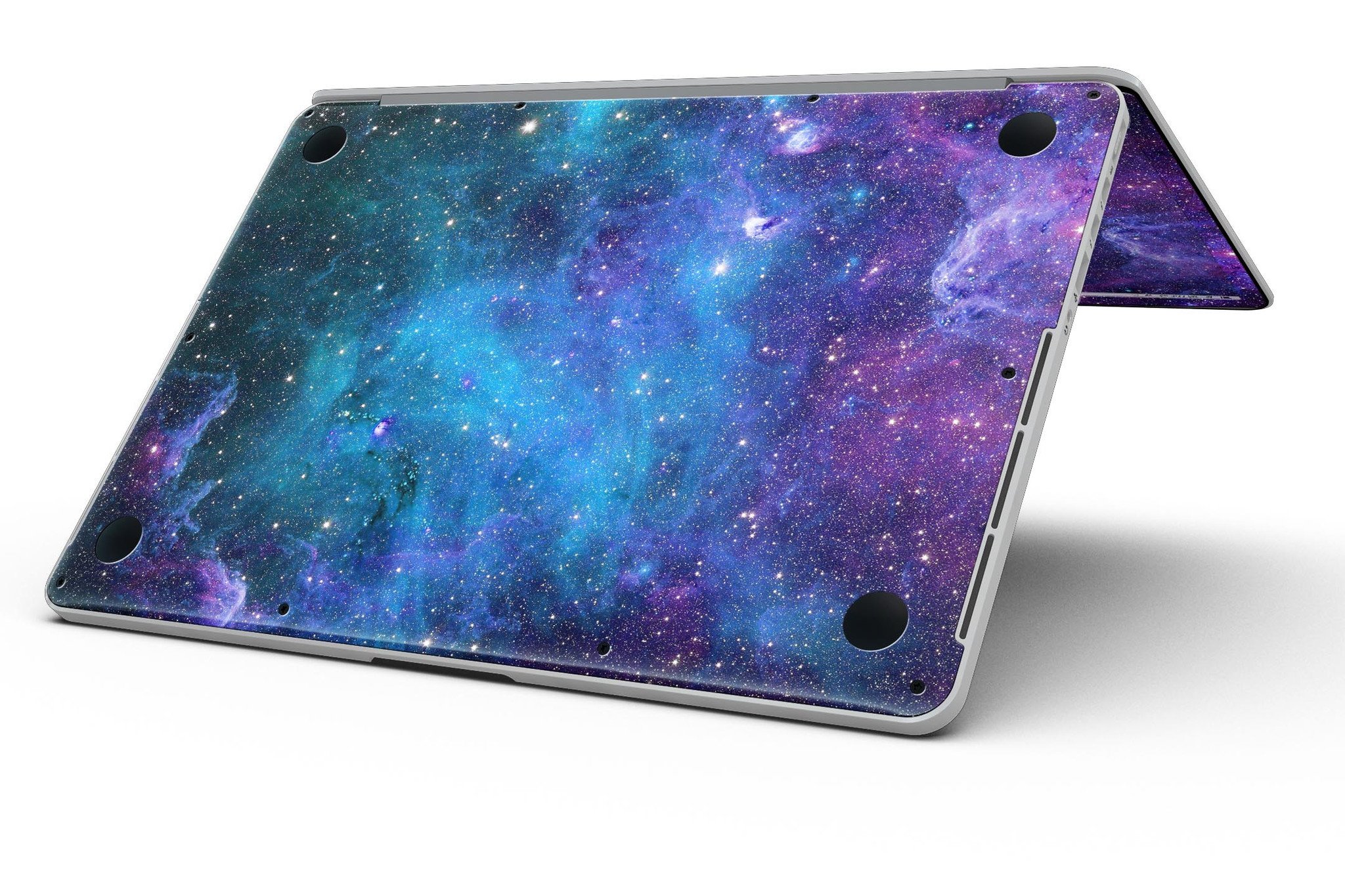 Azure Nebula skin kit for MacBook Pro with Retina Display, showcasing vibrant colors and premium vinyl material.