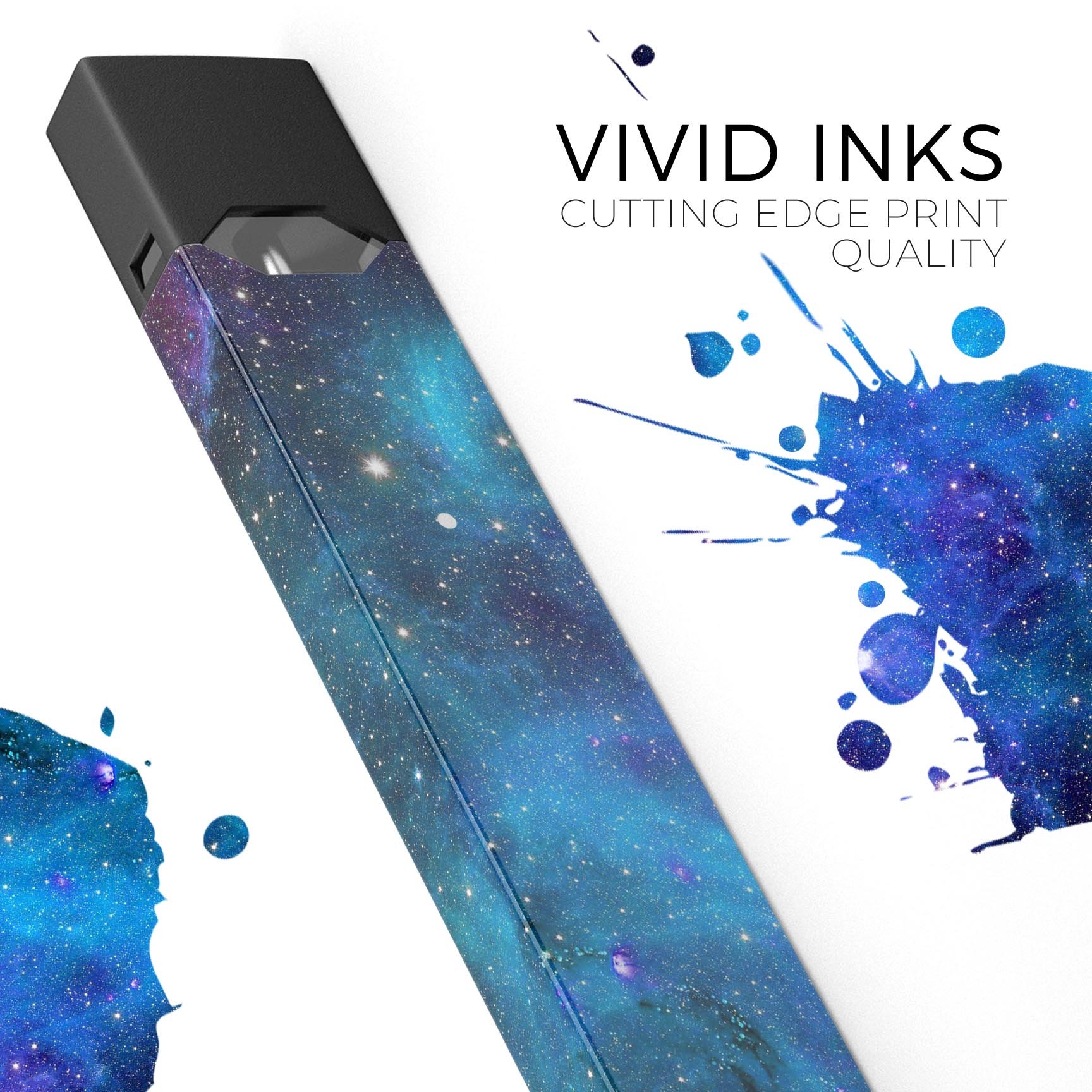 Azure Nebula premium decal skin-wrap sticker designed for JUUL vaping device, showcasing vibrant colors and precise cut.