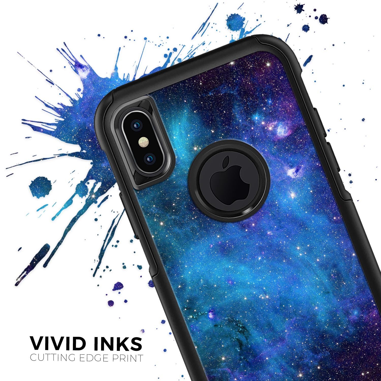 Azure Nebula Skin Kit for iPhone OtterBox Cases featuring a vibrant nebula design with deep blues and purples.