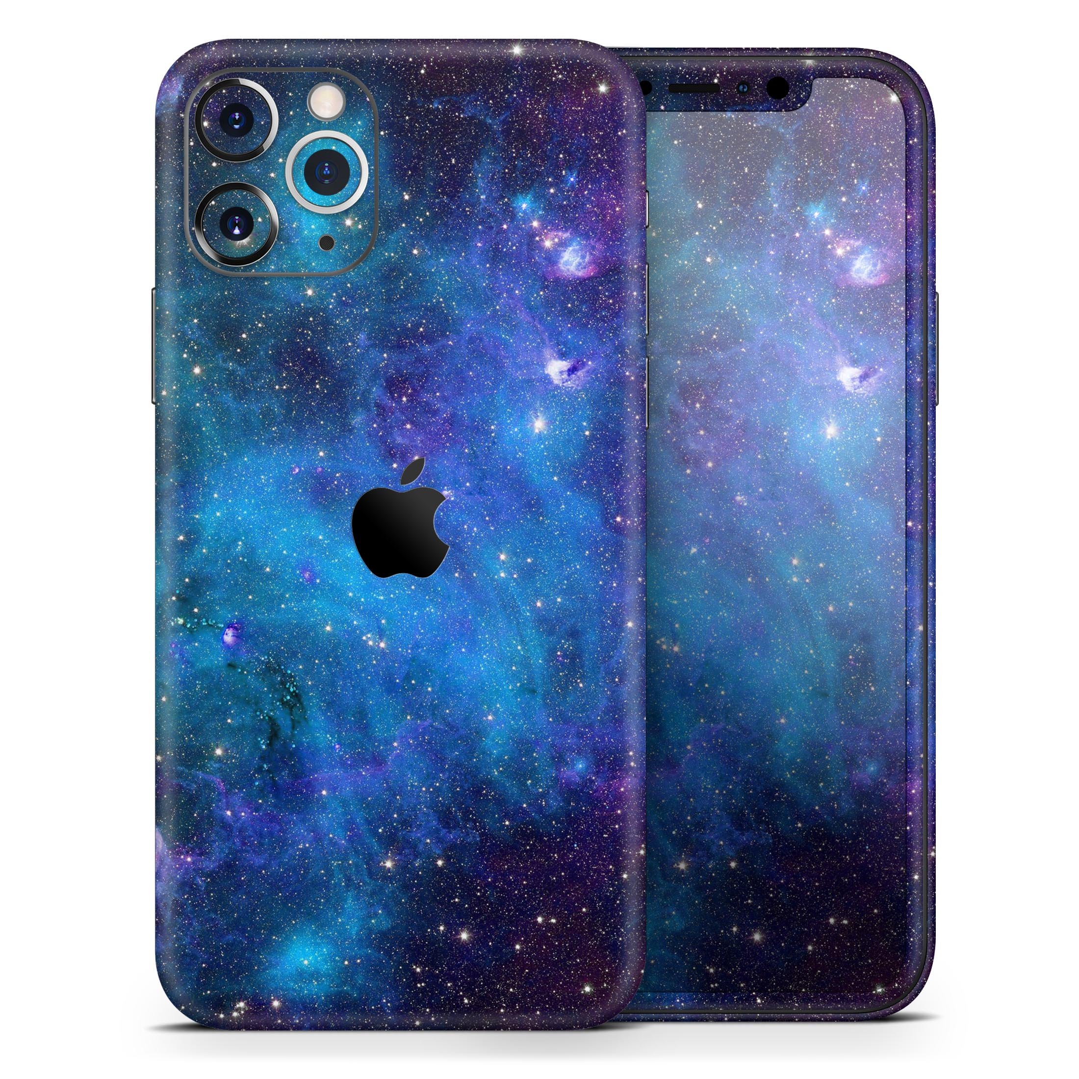 Azure Nebula Skin-Kit for Apple iPhone 13 and 13 Pro, showcasing vibrant colors and sleek design.