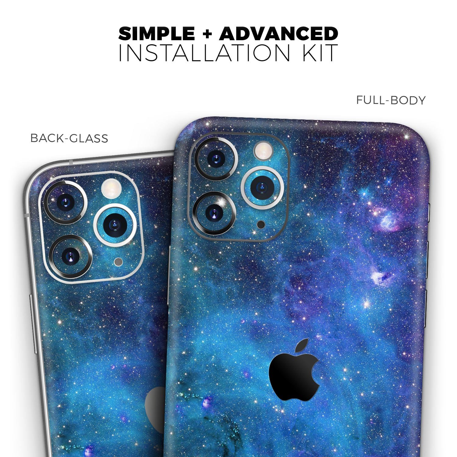 Azure Nebula Skin-Kit for Apple iPhone 13 and 13 Pro, showcasing vibrant colors and sleek design.