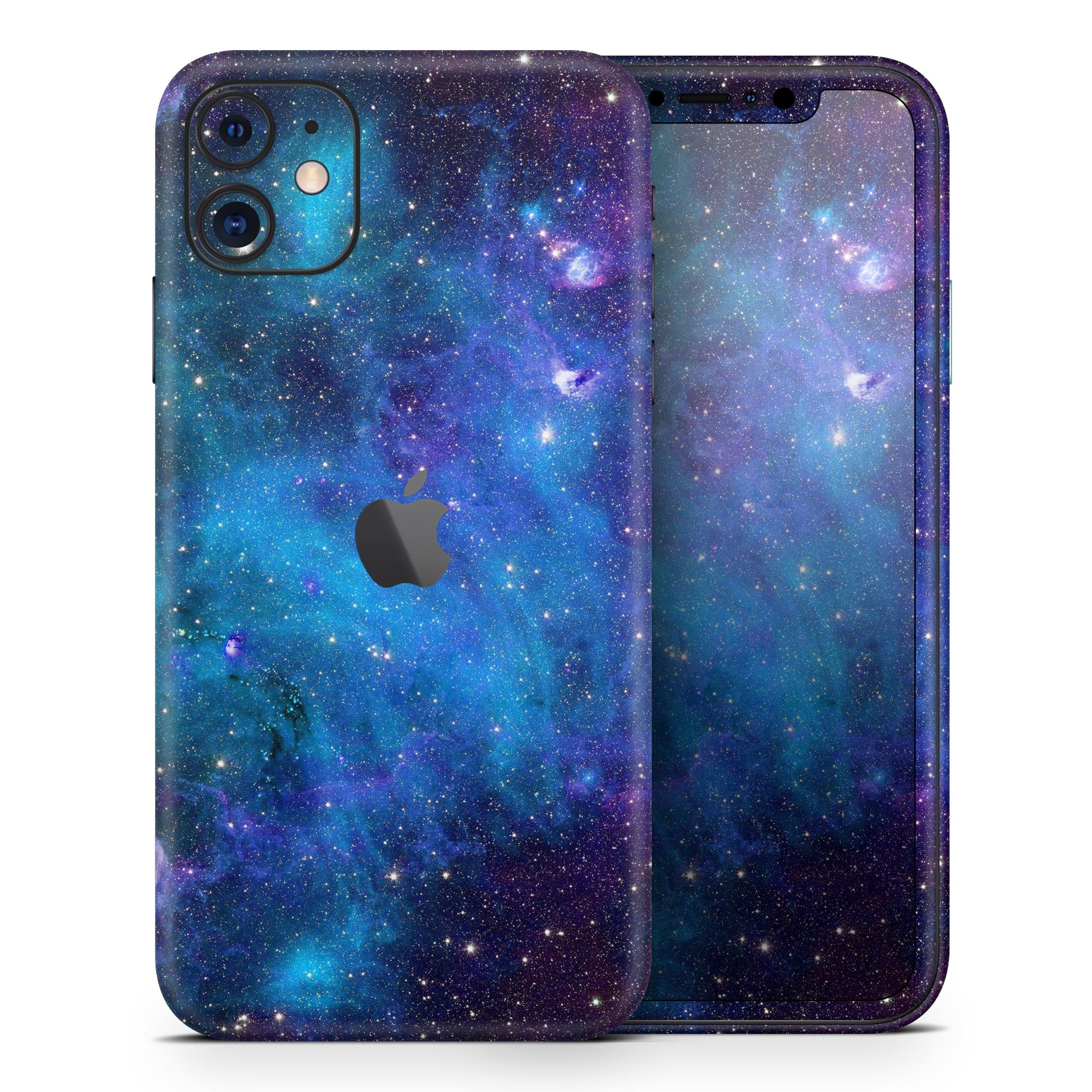 Azure Nebula Skin-Kit for Apple iPhone 13 and 13 Pro, showcasing vibrant colors and sleek design.