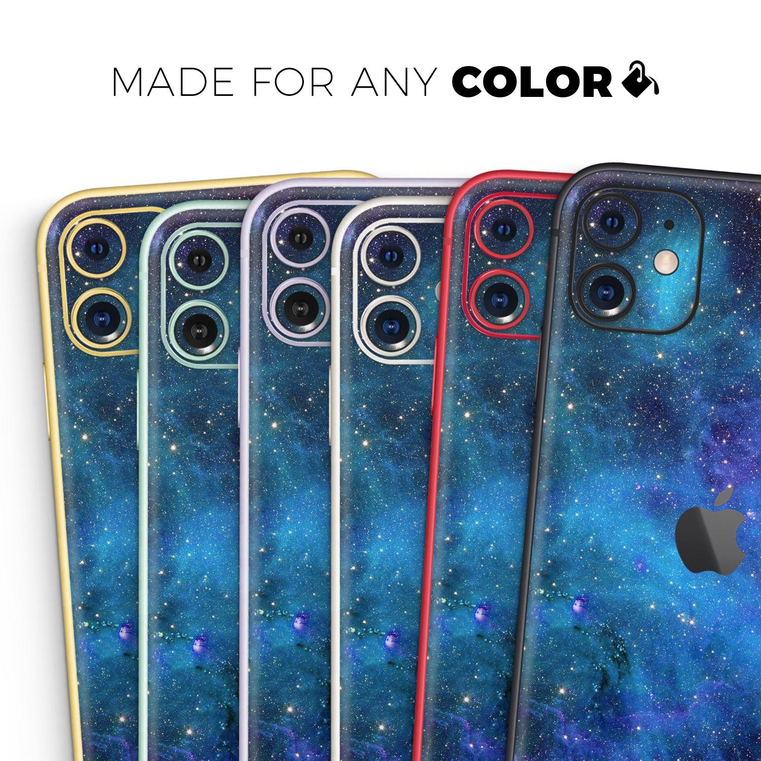 Azure Nebula Skin-Kit for Apple iPhone 13 and 13 Pro, showcasing vibrant colors and sleek design.