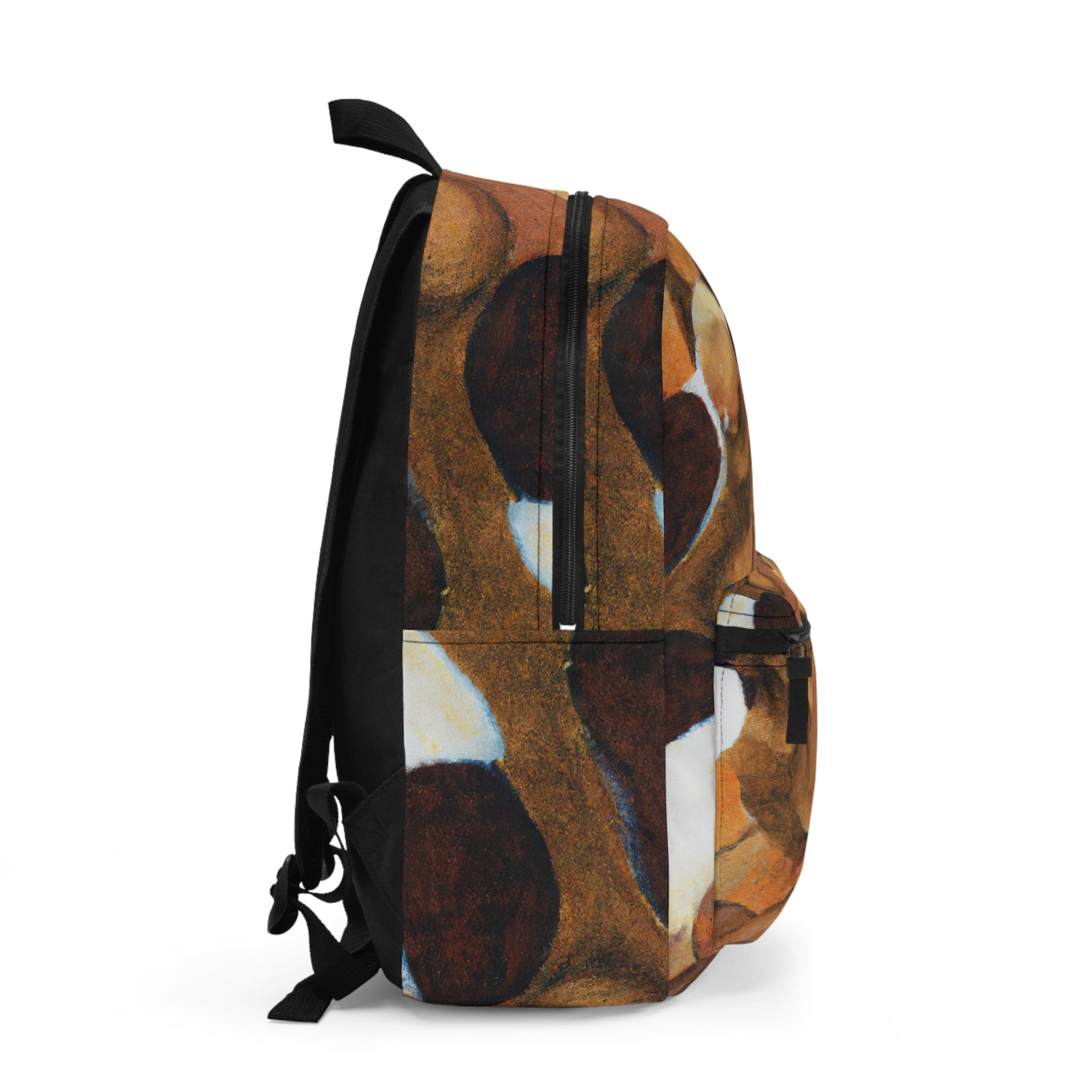 Large water-resistant backpack featuring a stylish brown white stone pattern, designed for urban chic and functionality.