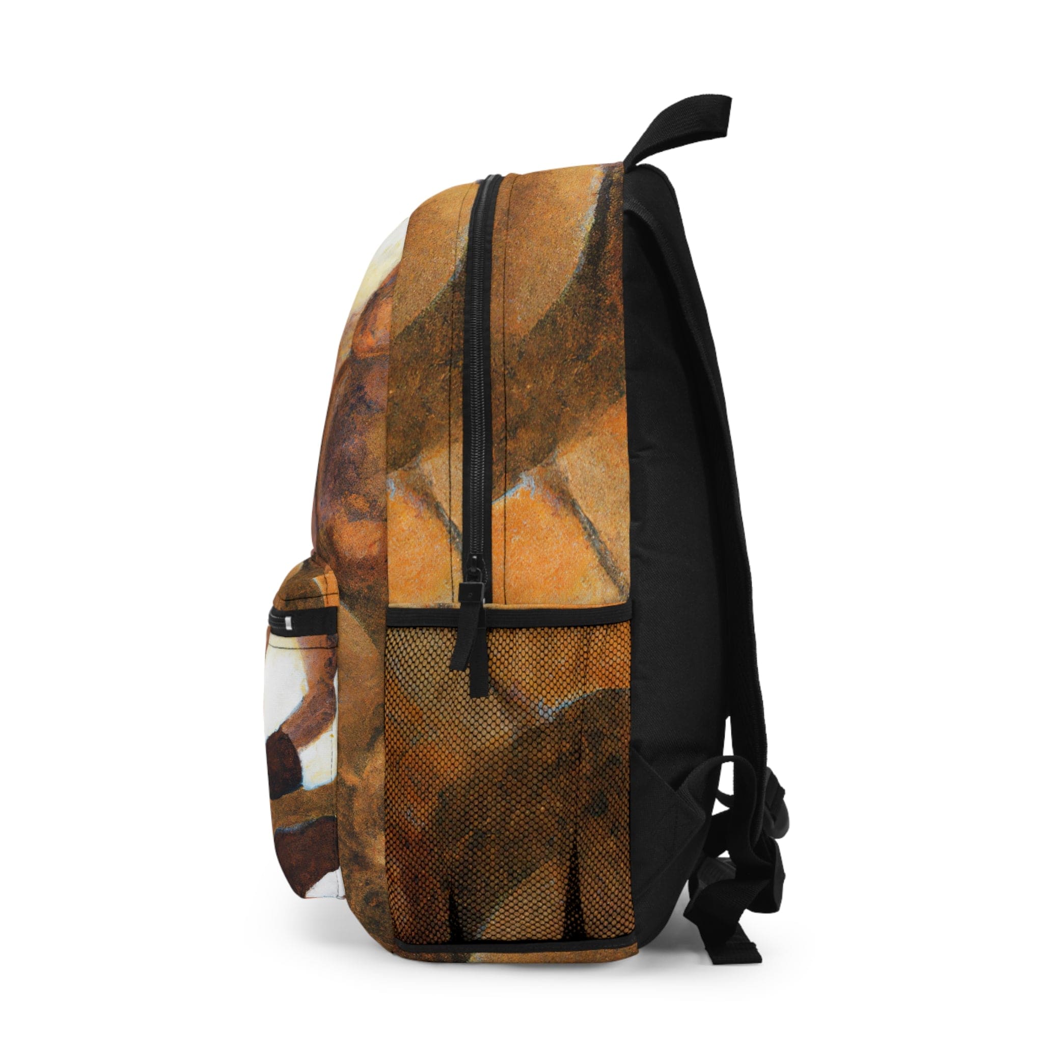 Large water-resistant backpack featuring a stylish brown white stone pattern, designed for urban chic and functionality.