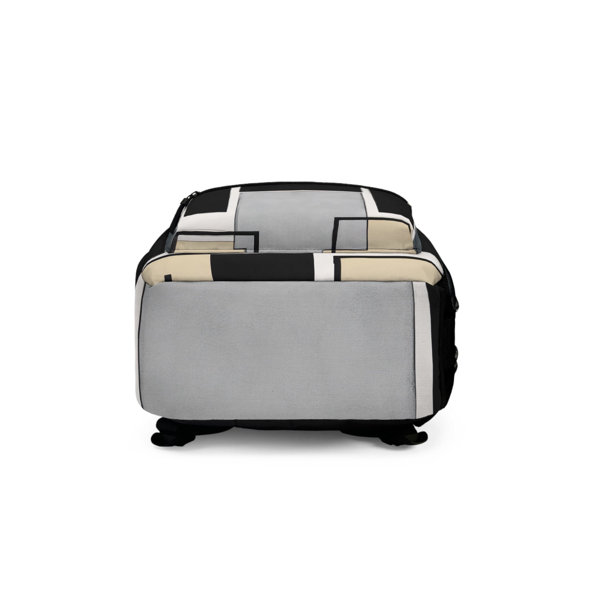 Stylish waterproof backpack in abstract black, grey, and brown design, perfect for work, school, and leisure activities.