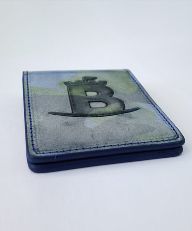 Baron Comouflage Money Clip in Baron Blue, showcasing its sleek design and powerful magnet.