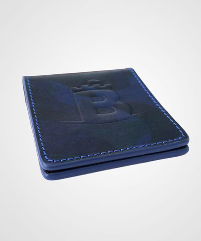 Baron Camouflage Money Clip in Blue, showcasing its sleek design and powerful magnet.