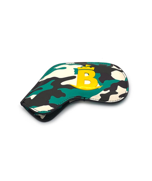 Baron Meraki Edition Iron Headcover in Camouflage Green, showcasing its unique design and synthetic leather material.